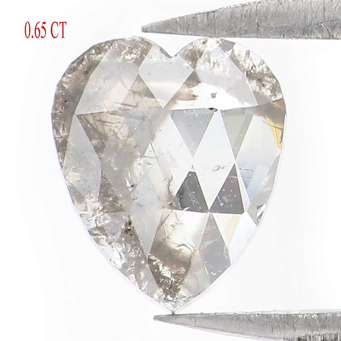 0.65 CT Natural Loose Heart Shape Diamond Salt And Pepper Heart Diamond 6.65 MM Natural Loose Black Grey Color Heart Rose Cut Diamond QL1627