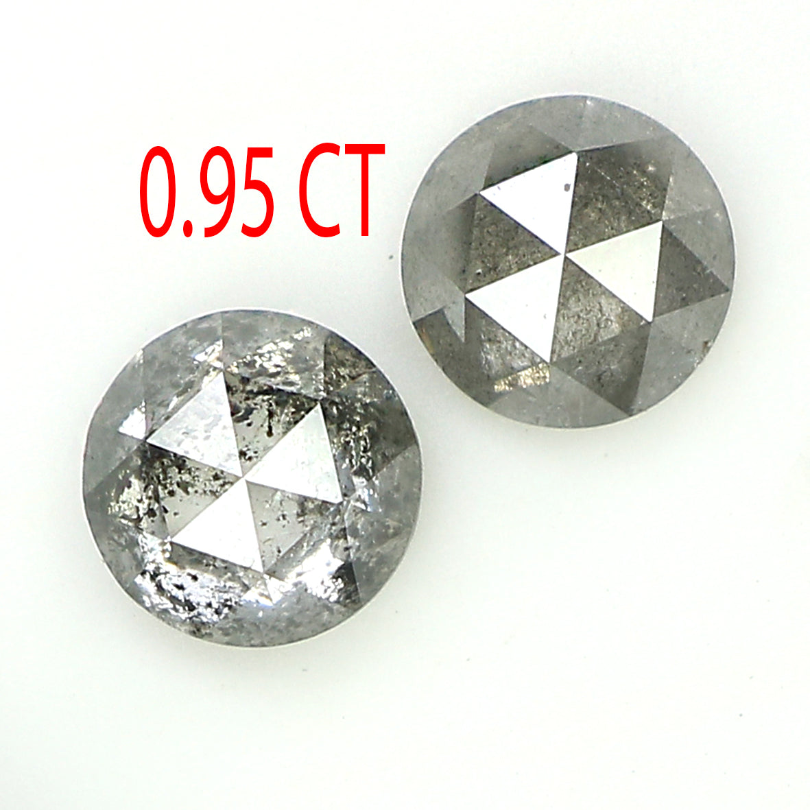 0.95 CT Natural Loose Round Rose Cut Pair Diamond Salt And Pepper Rose Cut Diamond 4.60 MM Natural Black Grey Round Rose Cut Diamond QL1006
