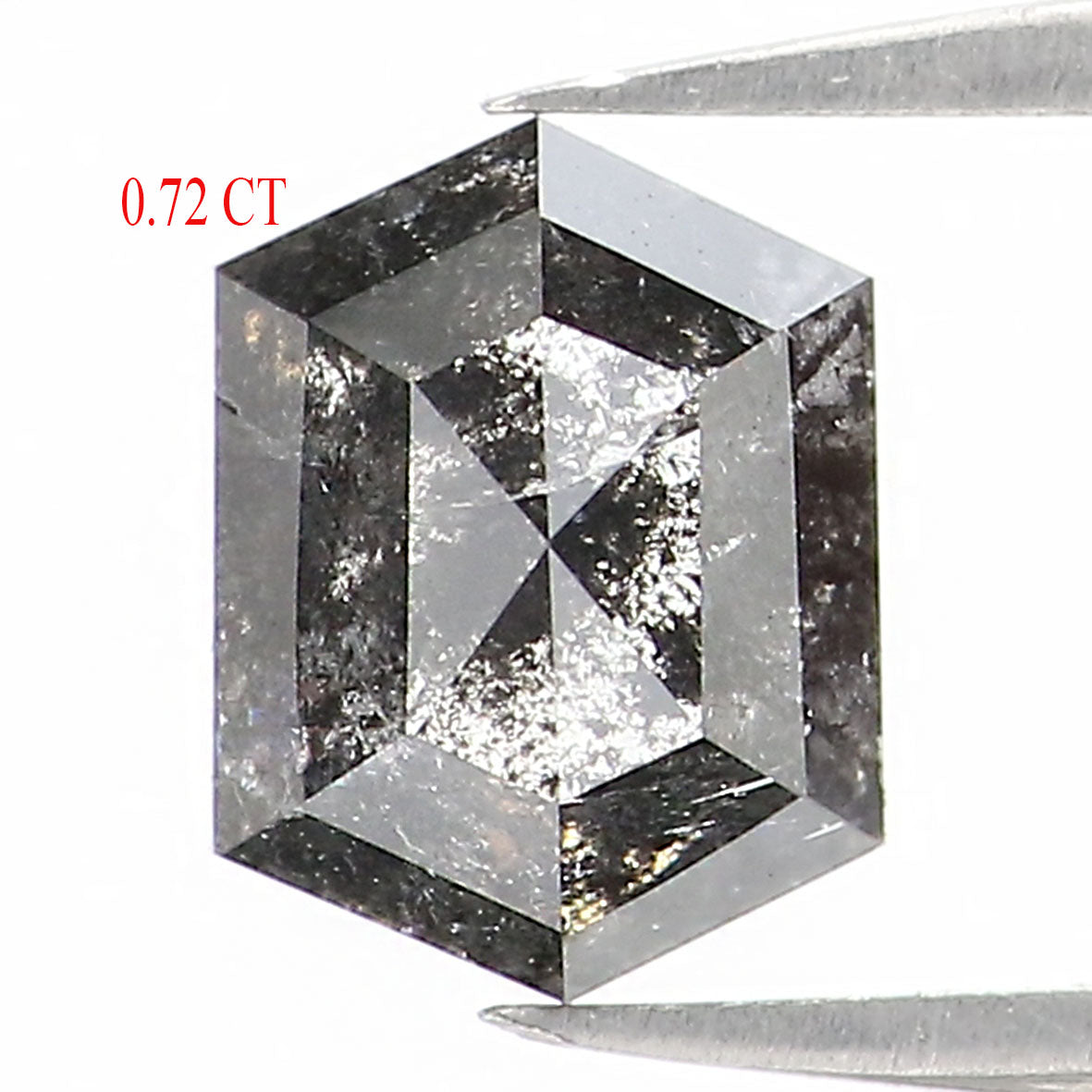 0.72 CT Natural Loose Hexagon Shape Diamond Salt And Pepper Hexagon Diamond 6.20 MM Black Grey Color Hexagon Shape Rose Cut Diamond QL1236