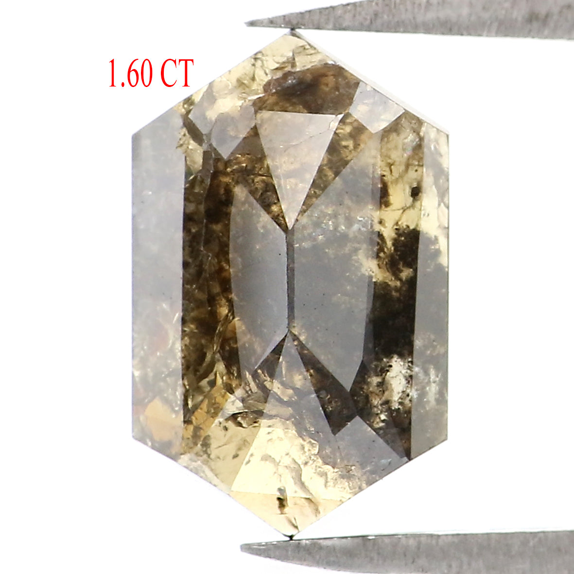 Natural Loose Hexagon Gray Brown Color Diamond 1.60 CT 10.00 MM Hexagon Shape Rose Cut Diamond L7187