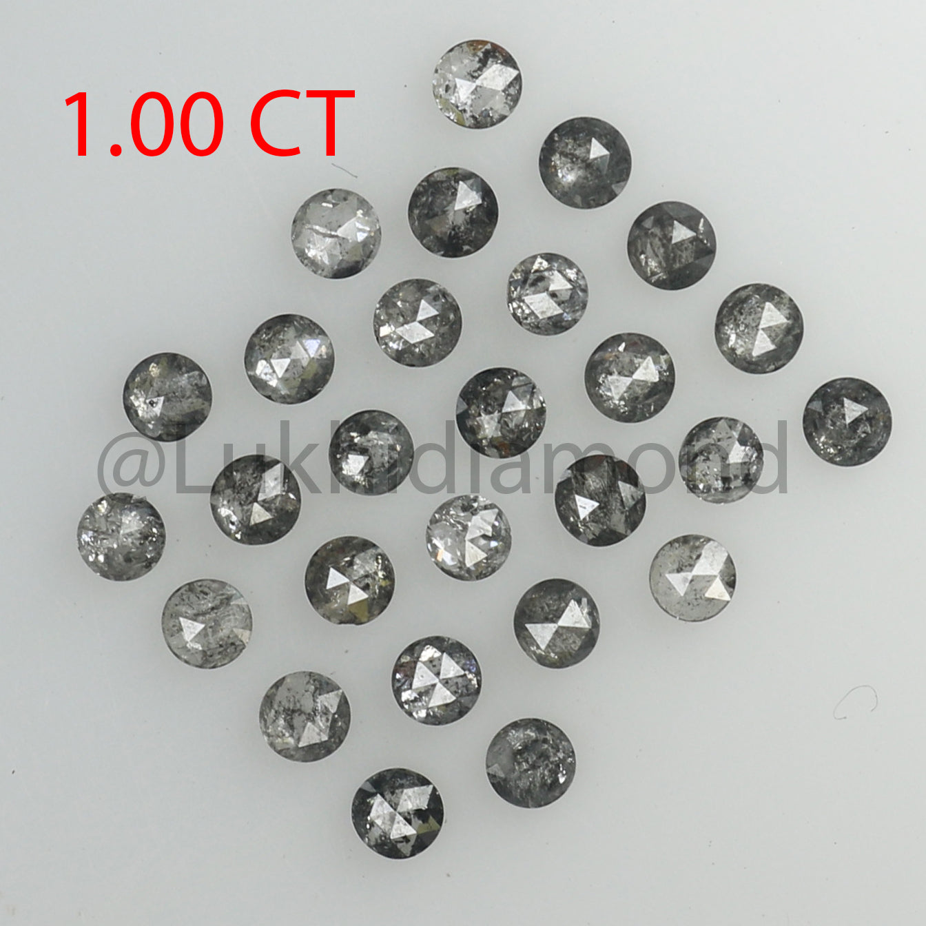 1.00 CT Natural Loose Diamond Round Rose Cut Salt And Pepper Black Gray Color I3 Clarity 2.00 MM Q200-1