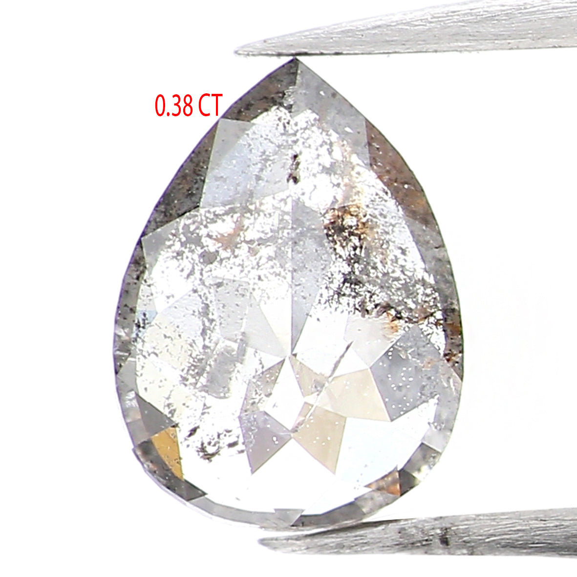 0.38 CT Natural Loose Pear Shape Diamond Salt And Pepper Pear Cut Diamond 5.80 MM Natural Black Grey Color Pear Rose Cut Diamond LQ1018