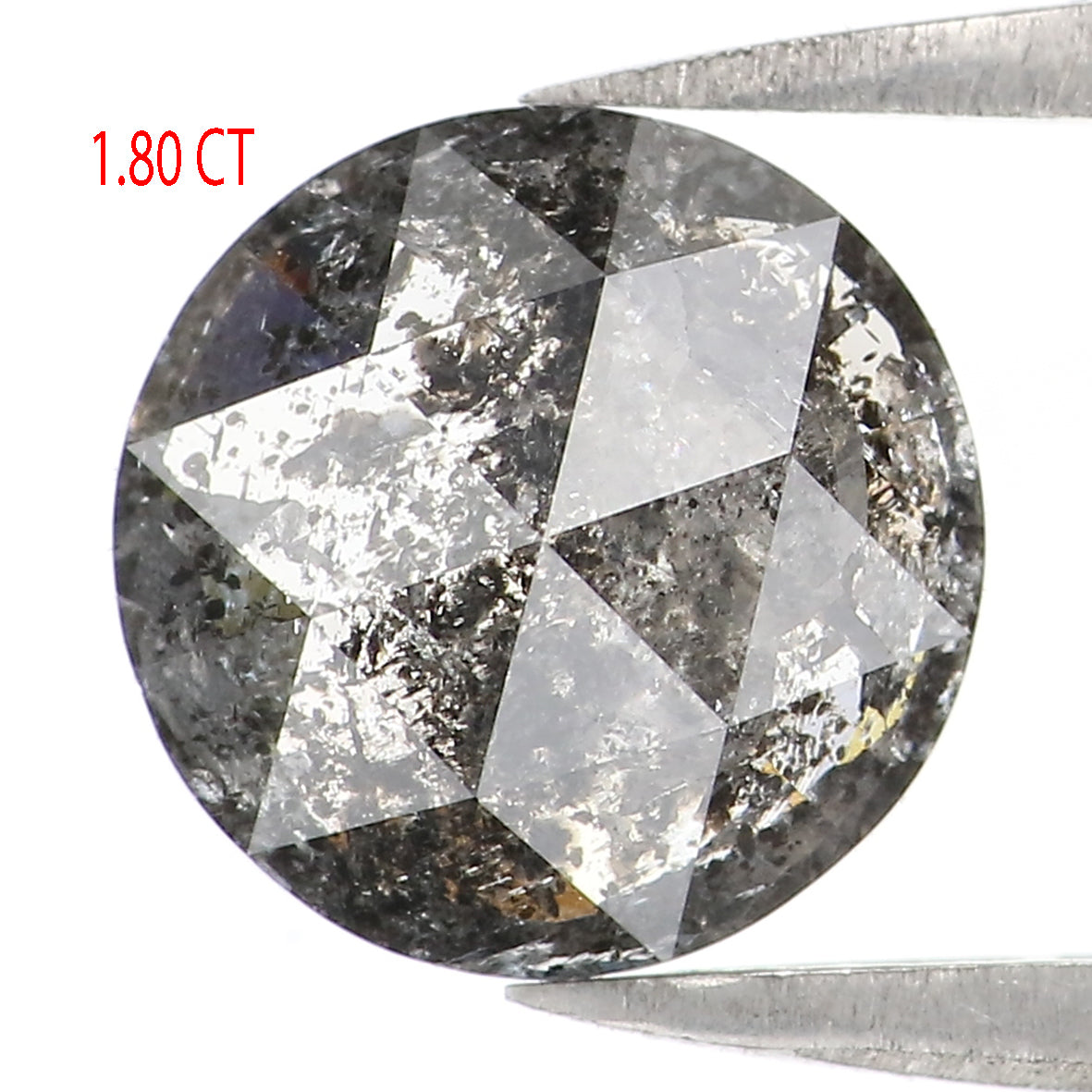 1.80 Ct Natural Loose Round Rose Cut Diamond Black Grey Color Rose Cut Diamond 8.10 MM Natural Loose Salt And Pepper Rose Cut Diamond QL1536