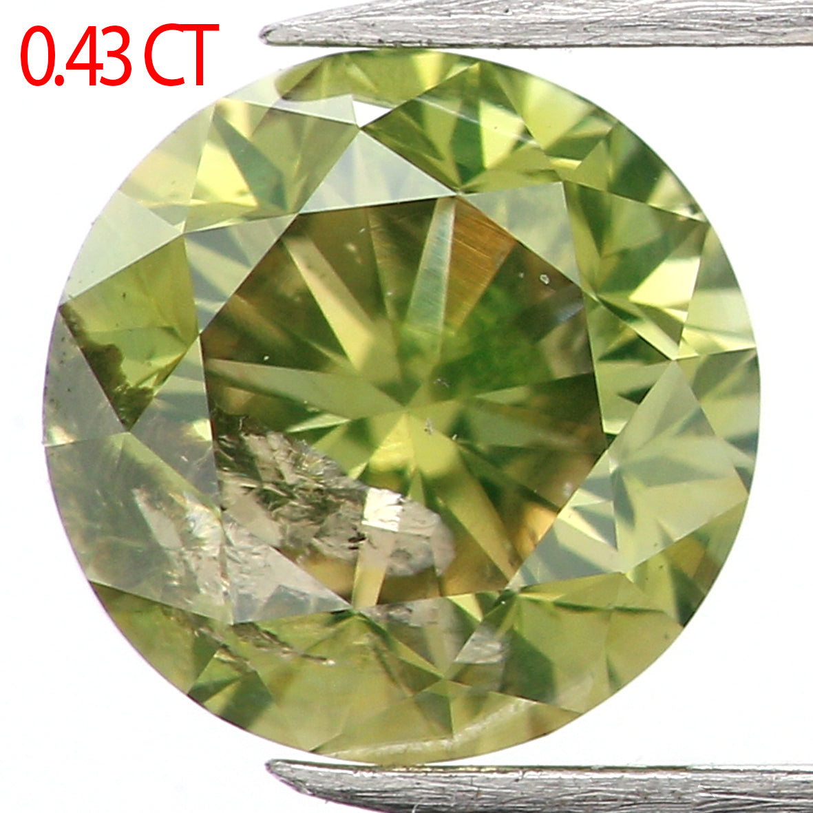 0.43 Ct Natural Loose Diamond, Green Diamond, Round Diamond, Round Brilliant Cut Diamond, Sparkling Diamond, Rustic Diamond L548
