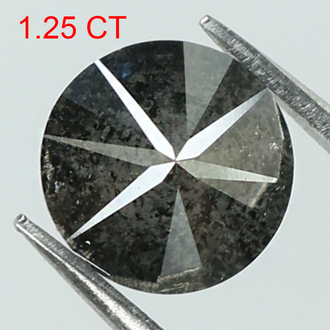 1.25 CT Natural Loose Round Shape Diamond Black Grey Color Round Cut Diamond 6.40 MM Salt And Pepper Round Brilliant Cut Diamond QL8301