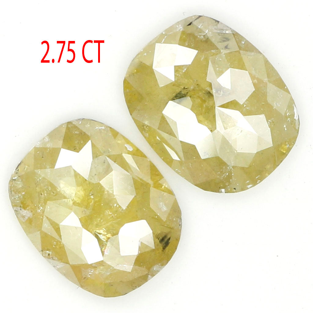 2.75 CT Natural Loose Oval Cut Pair Diamond Yellow Color Oval Shape Diamond 8.90 MM Natural Loose Yellow Color Oval Rose Cut Diamond QL5016