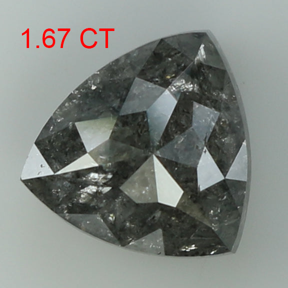 1.67 CT Natural Loose Triangle Shape Diamond Salt And Pepper Triangle Cut Diamond 7.30 MM Black Grey Color Triangle Rose Cut Diamond QL8124
