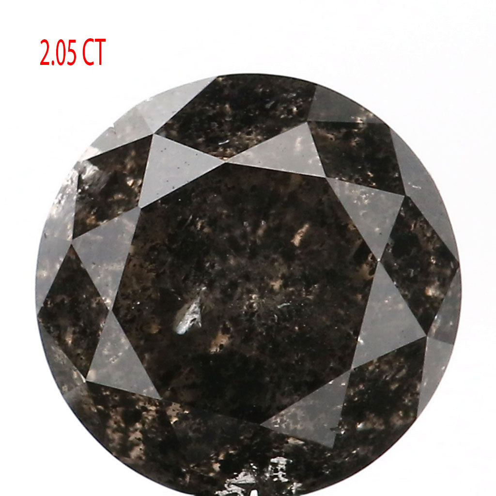 2.05 CT Natural Loose Round Shape Diamond Black Grey Color Round Cut Diamond 7.85 MM Salt And Pepper Round Brilliant Cut Diamond QL9209