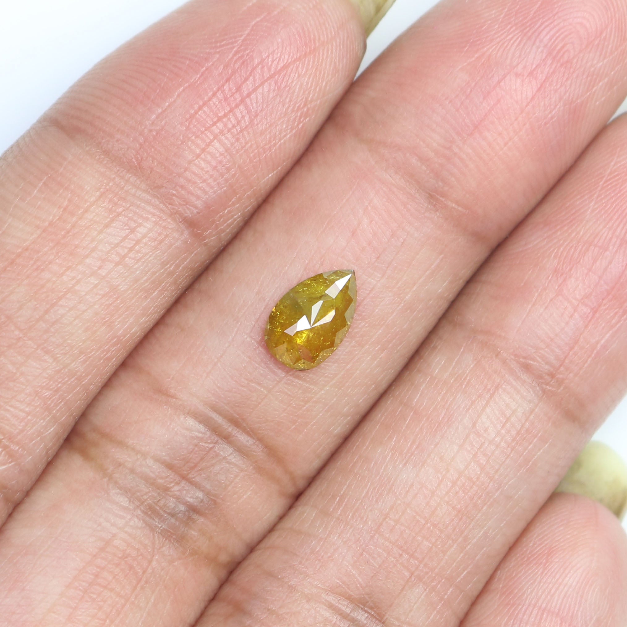 0.55 CT Natural Loose Pear Shape Diamond Yellow Color Pear Shape Diamond 7.60 MM Natural Loose Yellow Diamond Pear Rose Cut Diamond QK2580