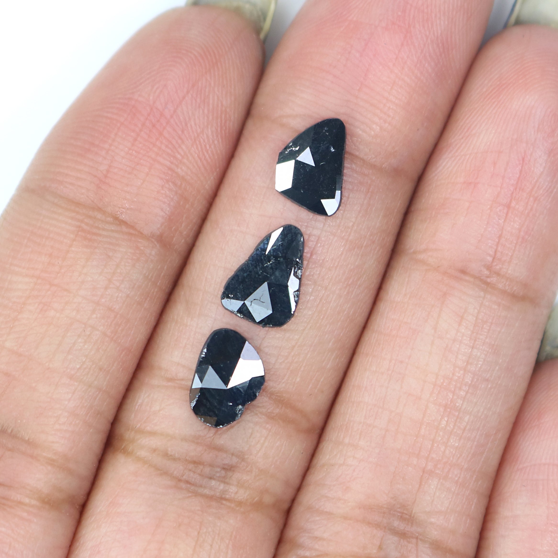 1.27 CT Natural Loose Slice Shape Diamond Black Color Slice Cut Diamond 8.10 MM Natural Loose Black Color Slice Rose Cut Diamond KQ2600