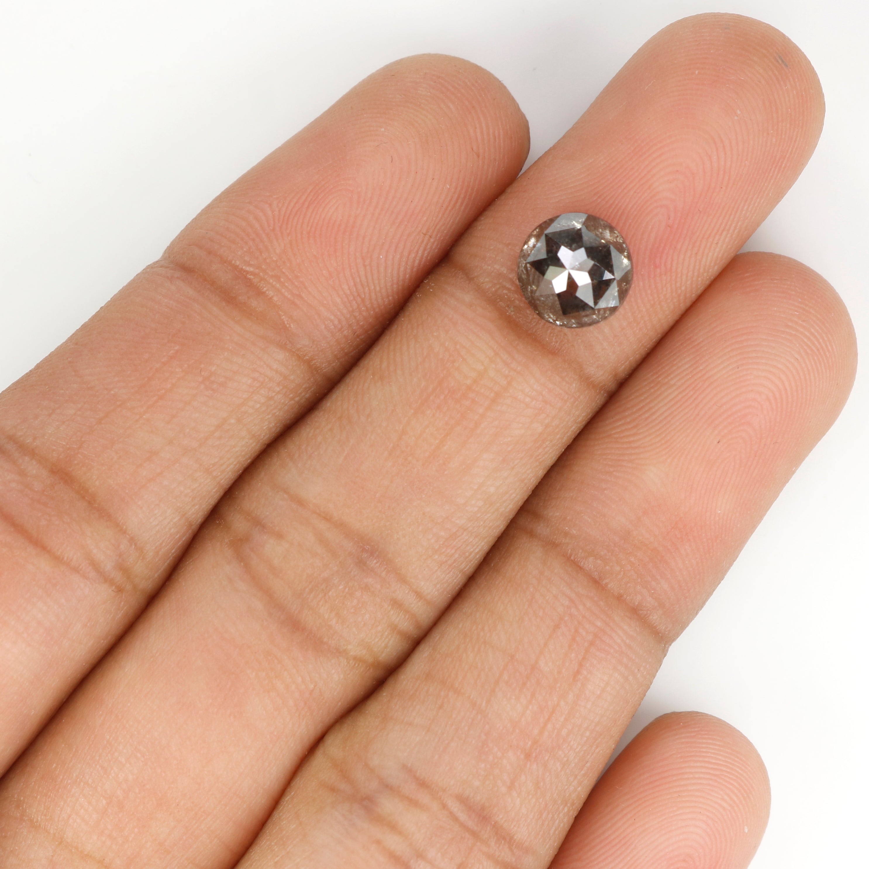 2.00 Ct Natural Loose Round Rose Cut Diamond Black Grey Color Rose Cut Diamond 7.20 MM Natural Loose Salt And Pepper Rose Cut Diamond QL674