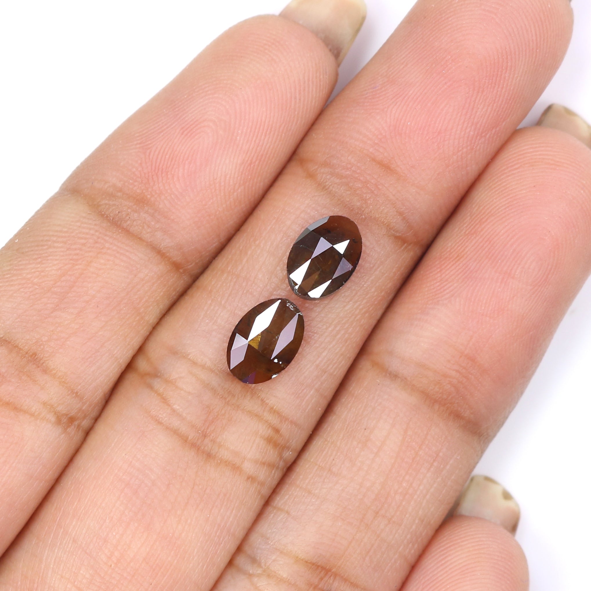 1.62 CT Natural Loose Oval Cut Pair Diamond Brown Color Oval Shape Diamond 7.30 MM Natural Loose Brown Color Oval Rose Cut Diamond KQ1664