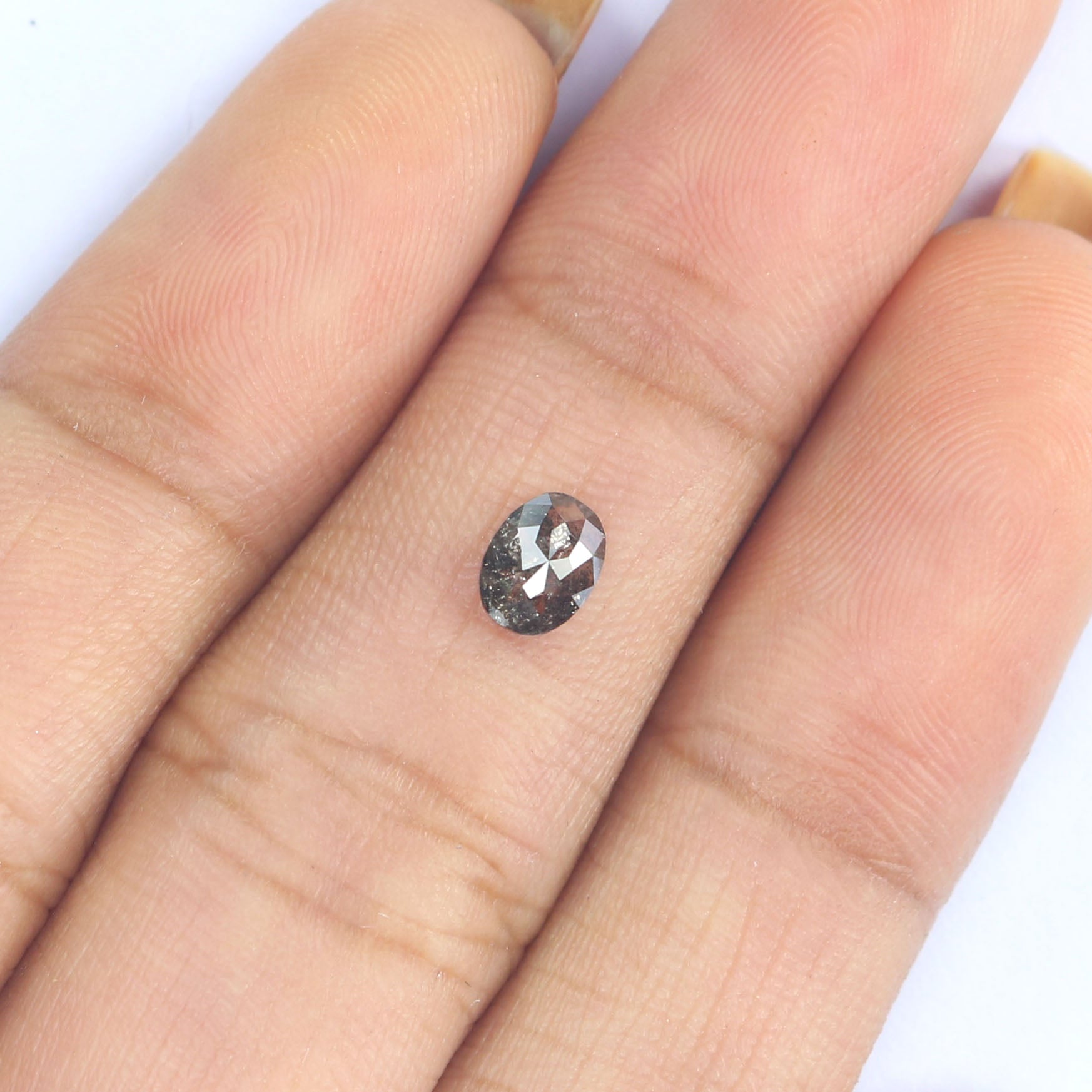 0.40 Ct Natural Loose Oval Shape Diamond Salt And Pepper Oval Diamond 5.25 MM Natural Diamond Black Grey Color Oval Rose Cut Diamond LQ2477