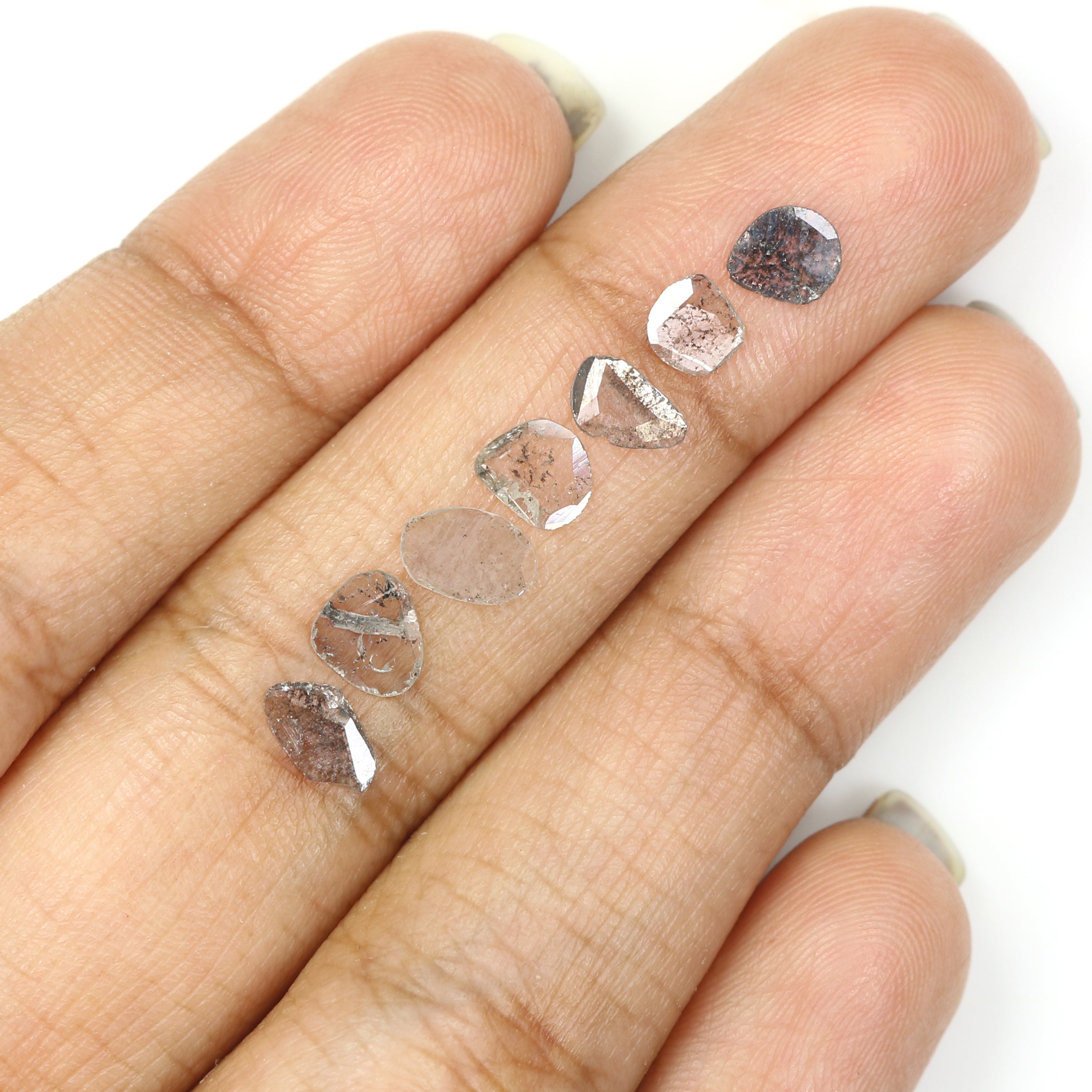 0.80 Ct Natural Loose Slice Shape Diamond Salt And Pepper Slice Cut Diamond 4.45 MM Natural Black Grey Color Irregular Cut Diamond LQ1440