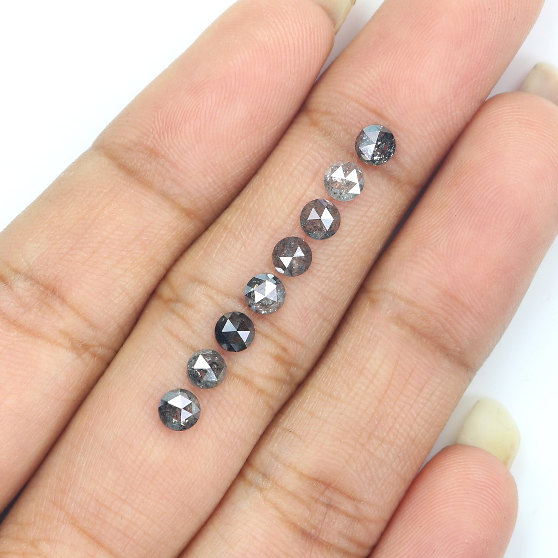 Natural Loose Rose Cut Salt And Pepper Diamond Black Grey Color 1.40 CT 3.53 MM Rose Cut Shape Diamond KDL2391