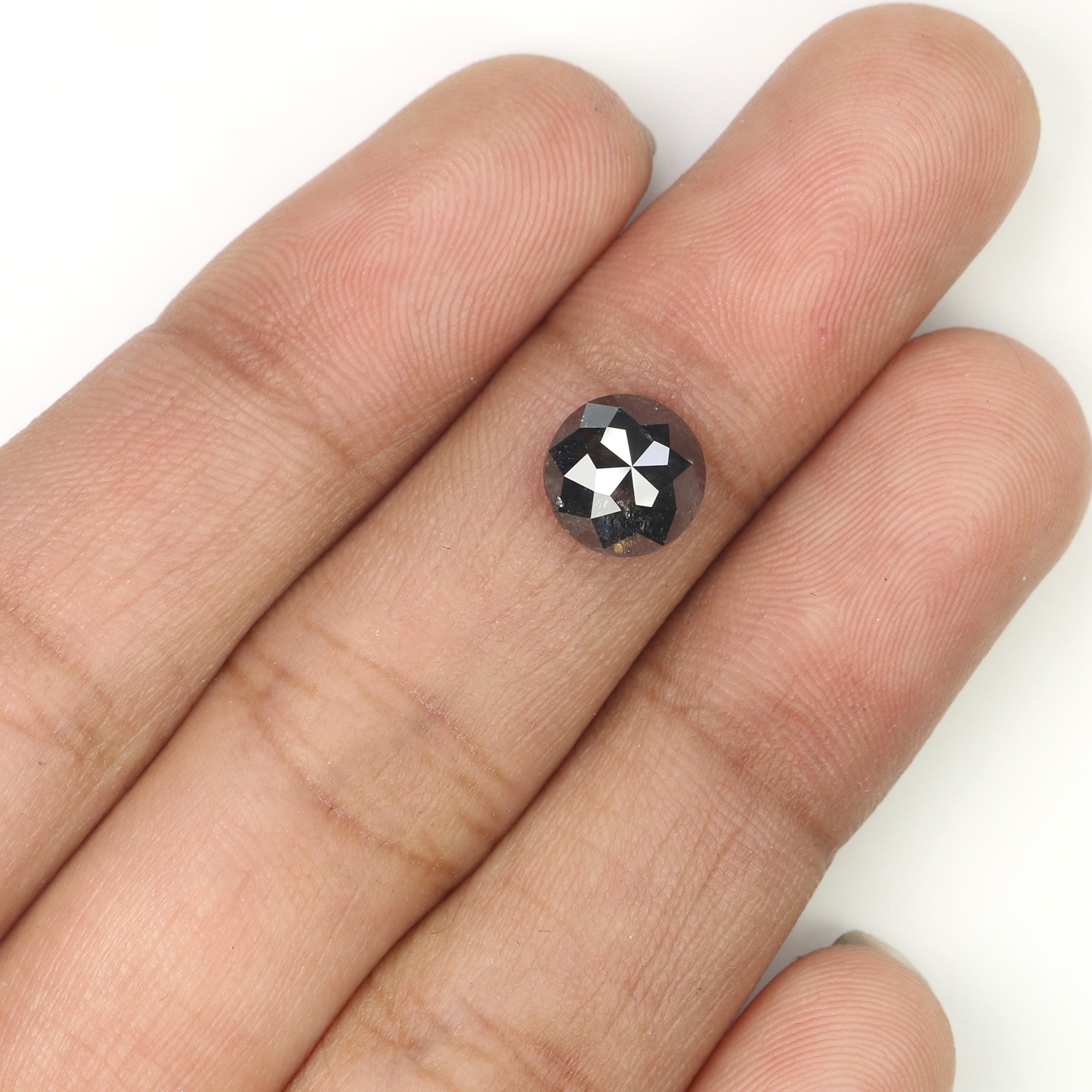 1.86 Ct Natural Loose Round Rose Cut Diamond Black Grey Color Rose Cut Diamond 7.50 MM Natural Loose Salt And Pepper Rose Cut Diamond QL1303