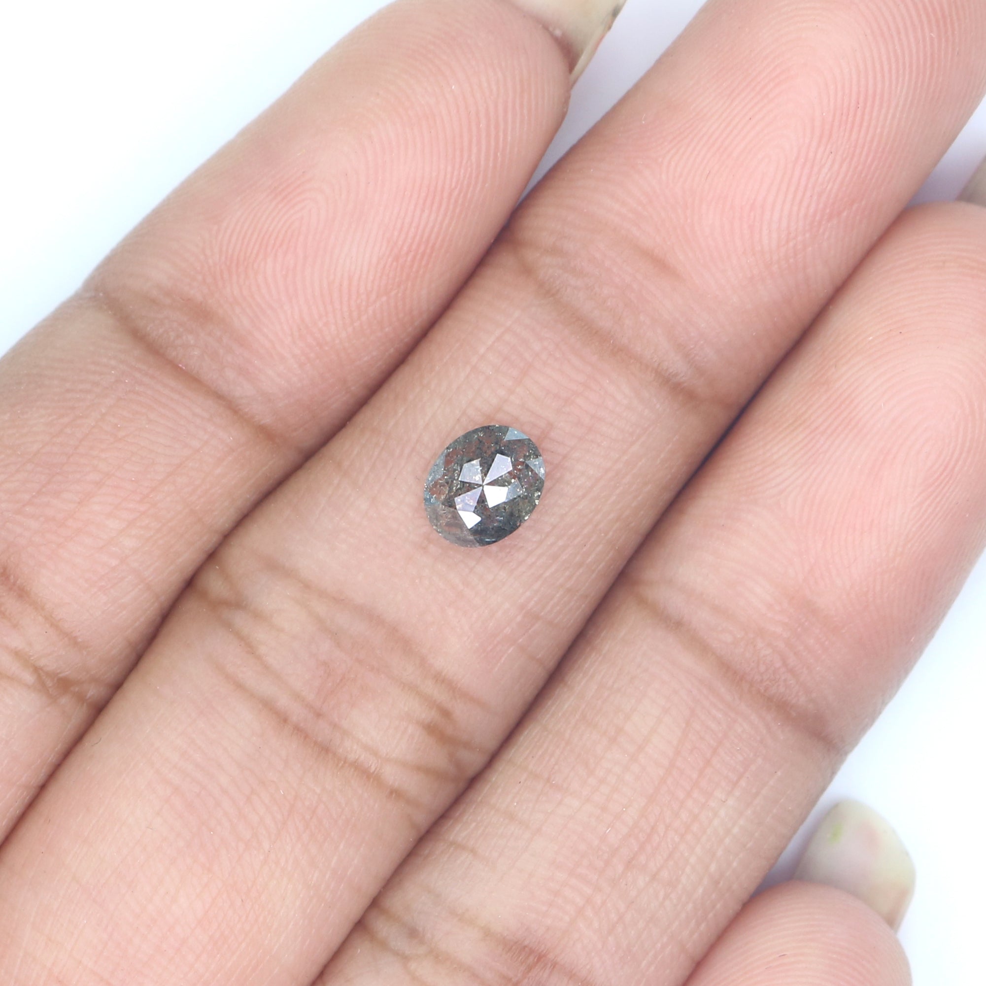 0.55 CT Natural Loose Oval Shape Diamond Salt And Pepper Oval Cut Diamond 5.80 MM Natural Loose Black Grey Color Oval Rose Cut Diamond LQ810