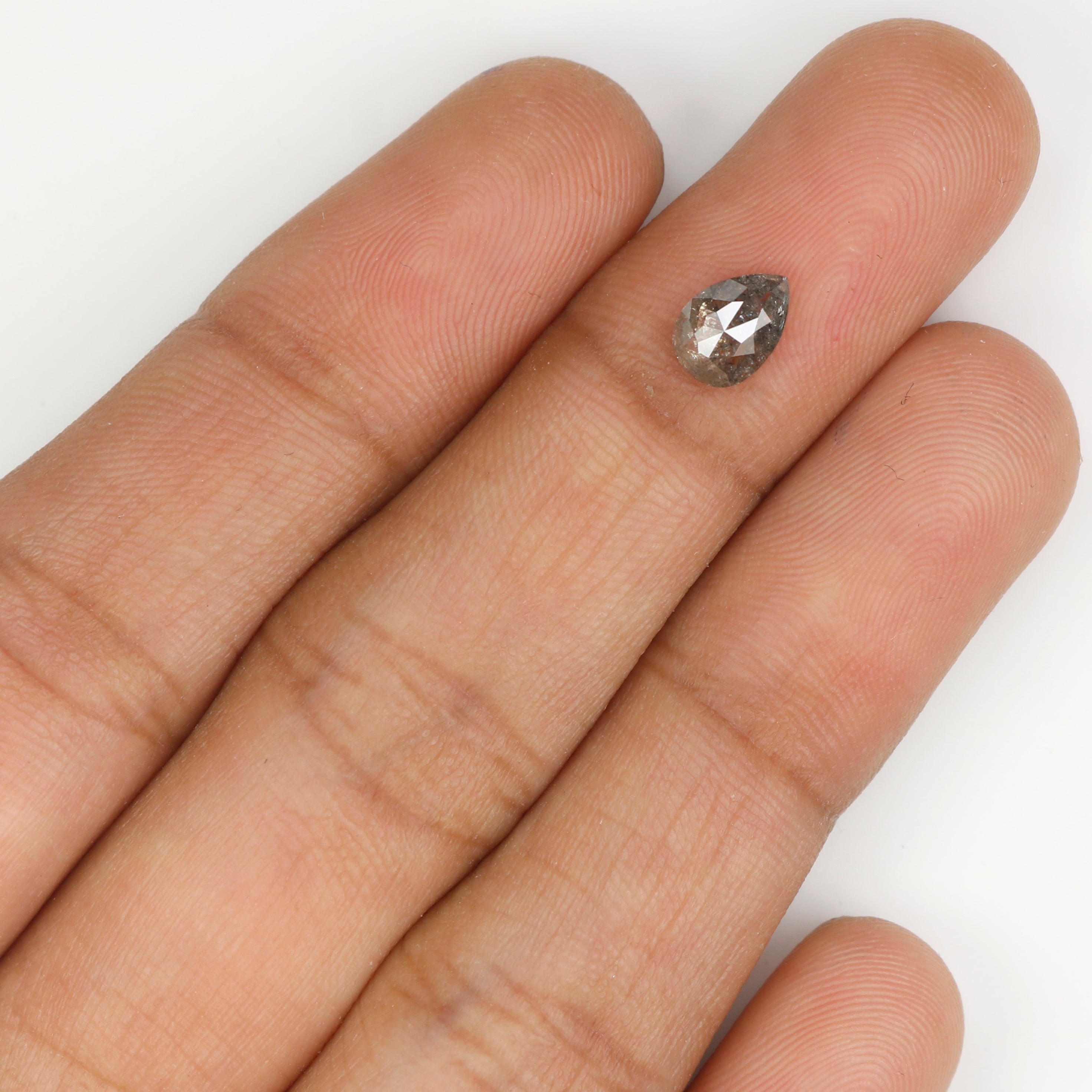 0.61 CT Natural Loose Pear Shape Diamond Grey Color Pear Cut Diamond 6.75 MM Natural Loose Brown Color Diamond Pear Rose Cut Diamond KQ2332