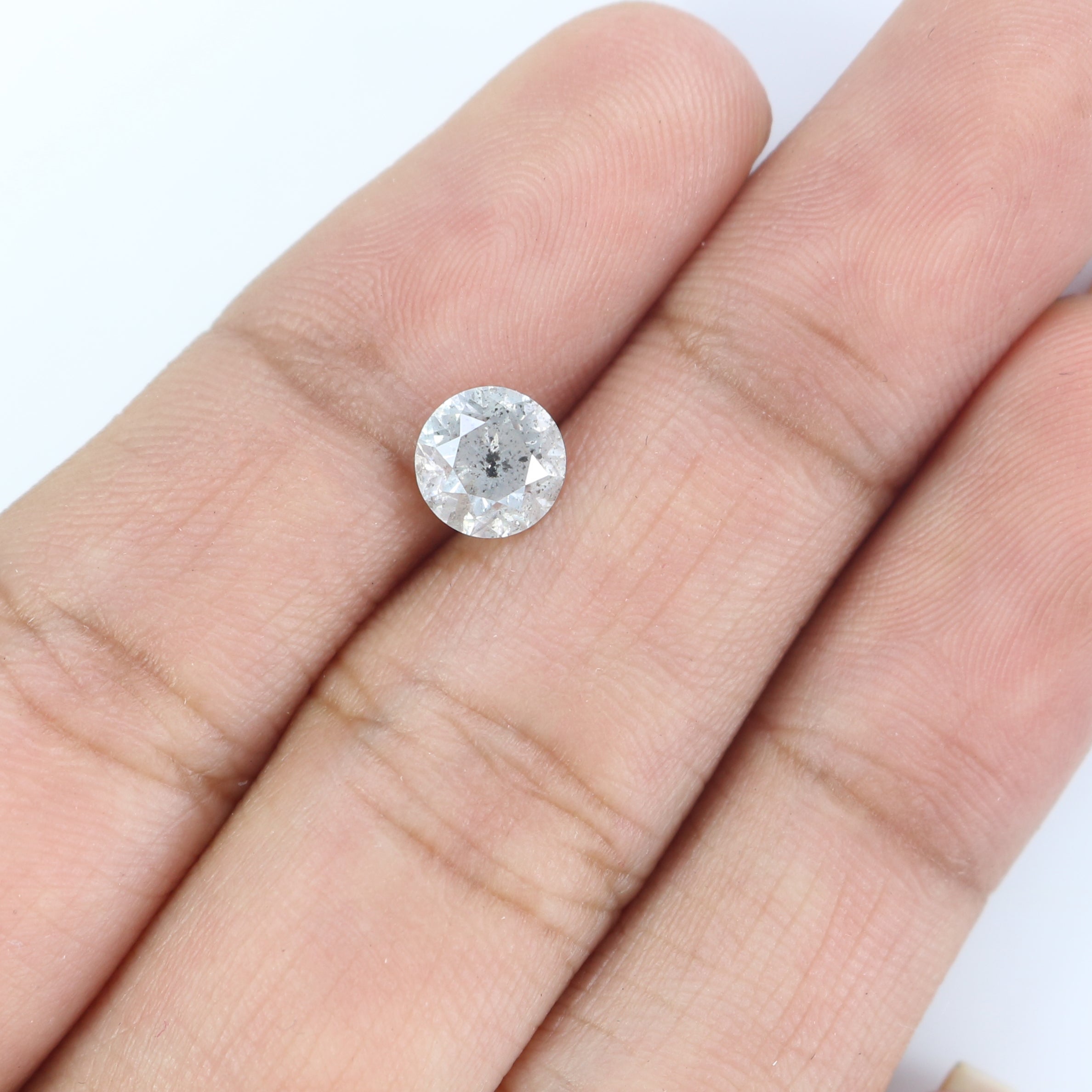 Natural Loose Round Salt And Pepper Diamond Grey Color 1.03 CT 6.07 MM Round Brilliant Cut Diamond L2572