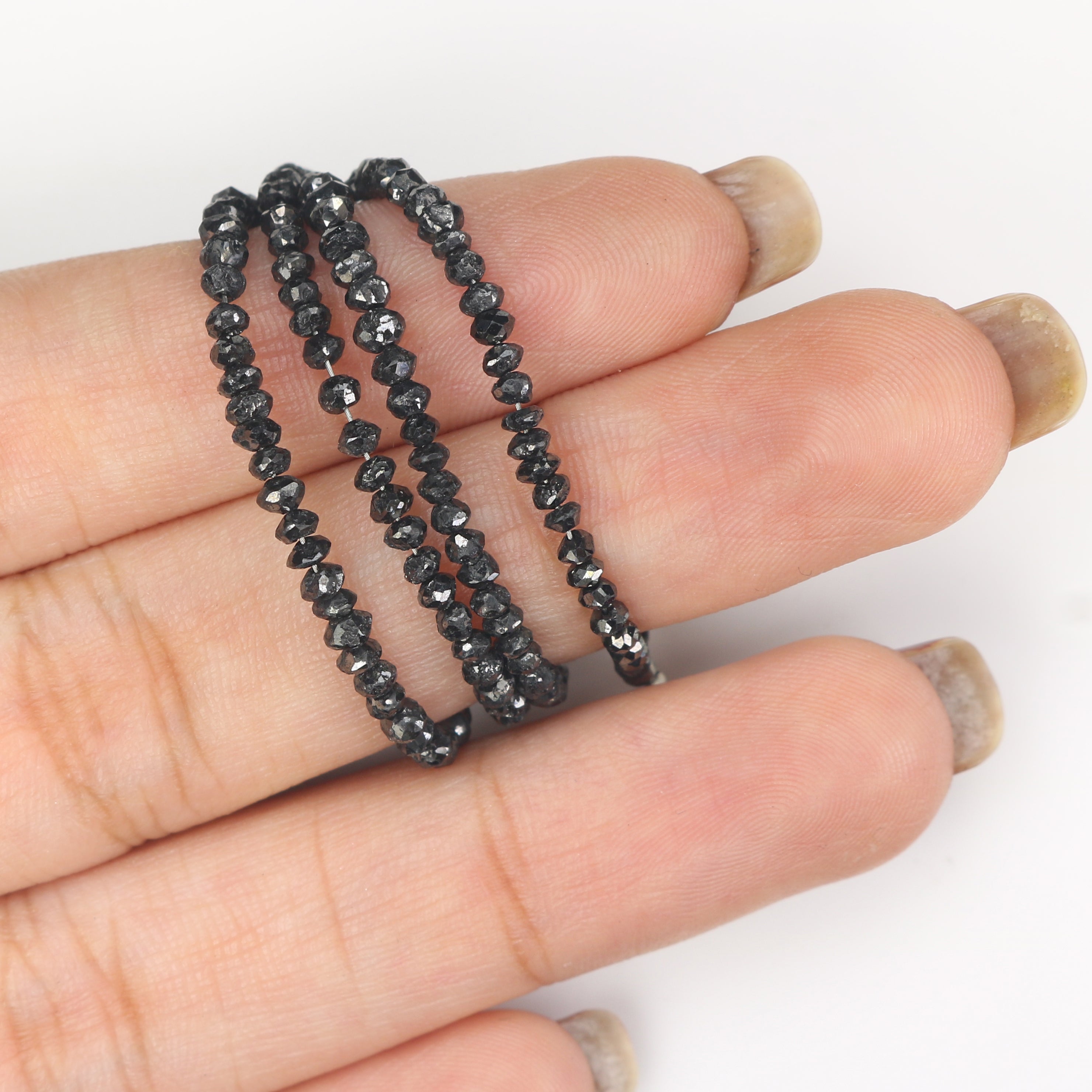 13.20 CT Natural Loose Bead Shape Diamond Black Color Bead Rose Cut Diamond 1.90 MM Natural Loose Black Diamond Bead Drilled Diamond LQ1689