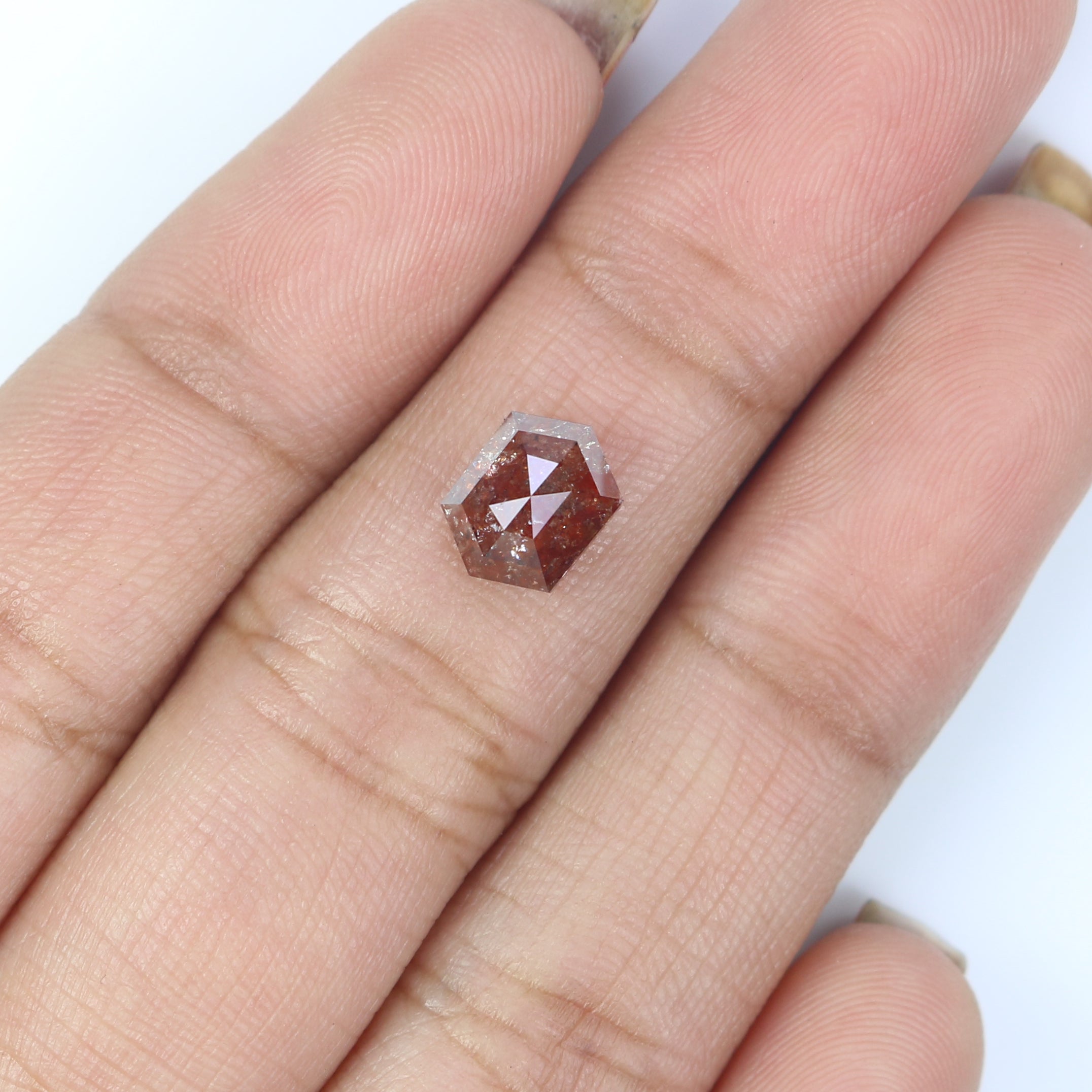Natural Loose Hexagon Brown Color Diamond 1.60 CT 7.96 MM Hexagon Shape Rose Cut Diamond L2561