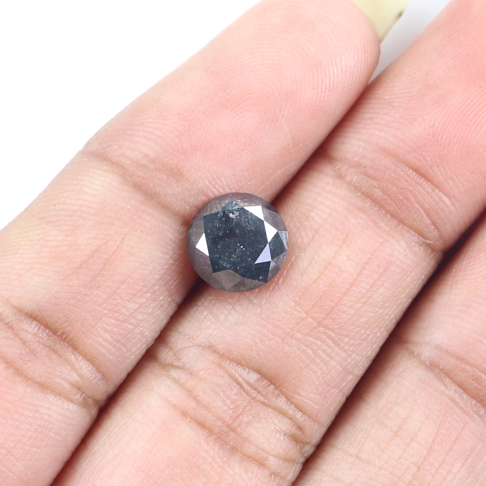 Natural Loose Round Salt And Pepper Diamond Black Grey Color 2.24 CT 7.71 MM Round Brilliant Cut Diamond L2352