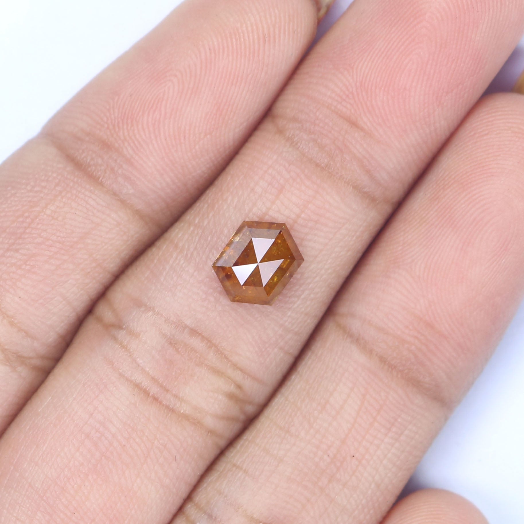 1.36 CT Natural Loose Hexagon Shape Diamond Yellow Color Hexagon Cut Diamond 7.45 MM Natural Loose Brown Hexagon Rose Cut Diamond LQ2502
