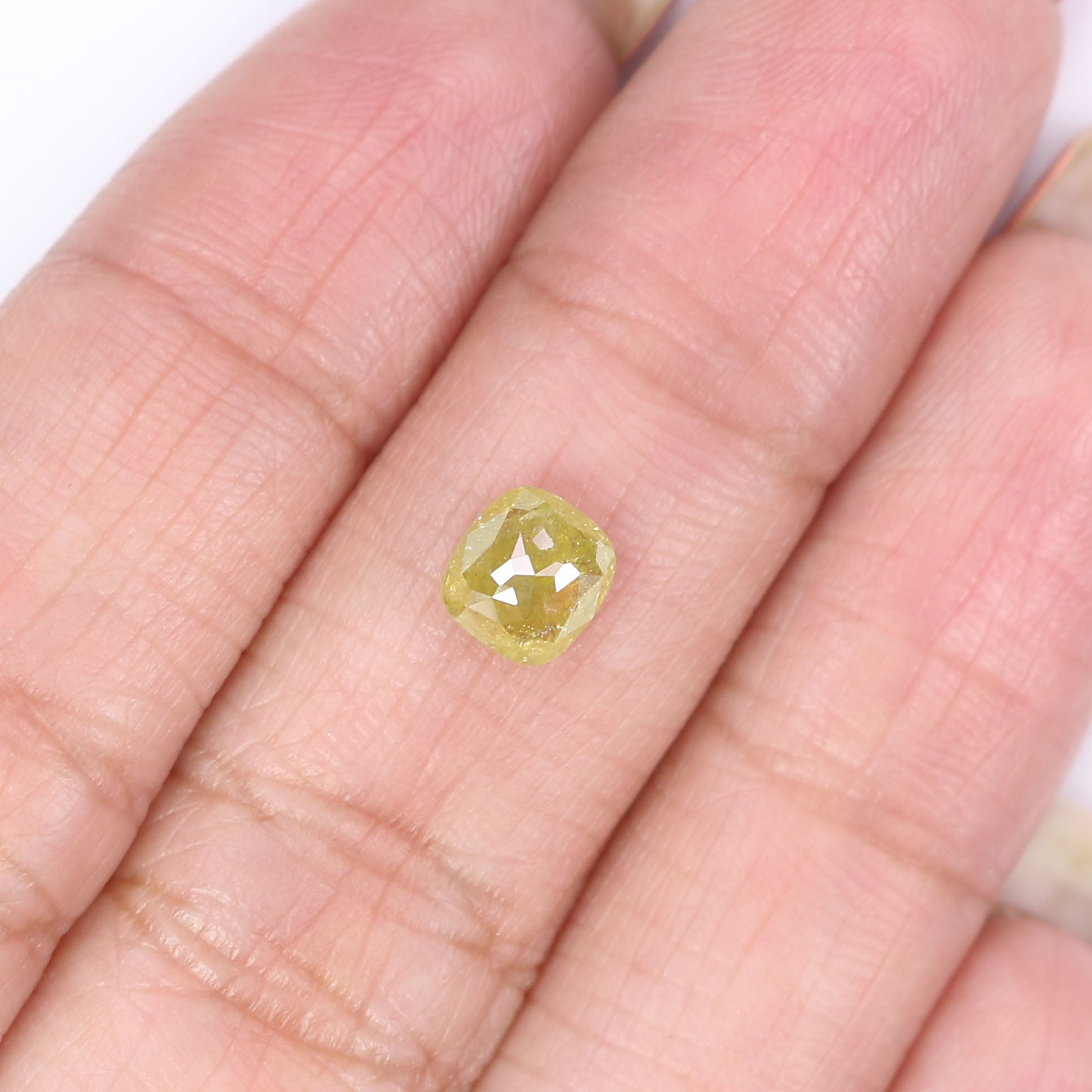 Natural Loose Cushion Yellow Color Diamond 0.85 CT 5.65 MM Cushion Shape Rose Cut Diamond L8204