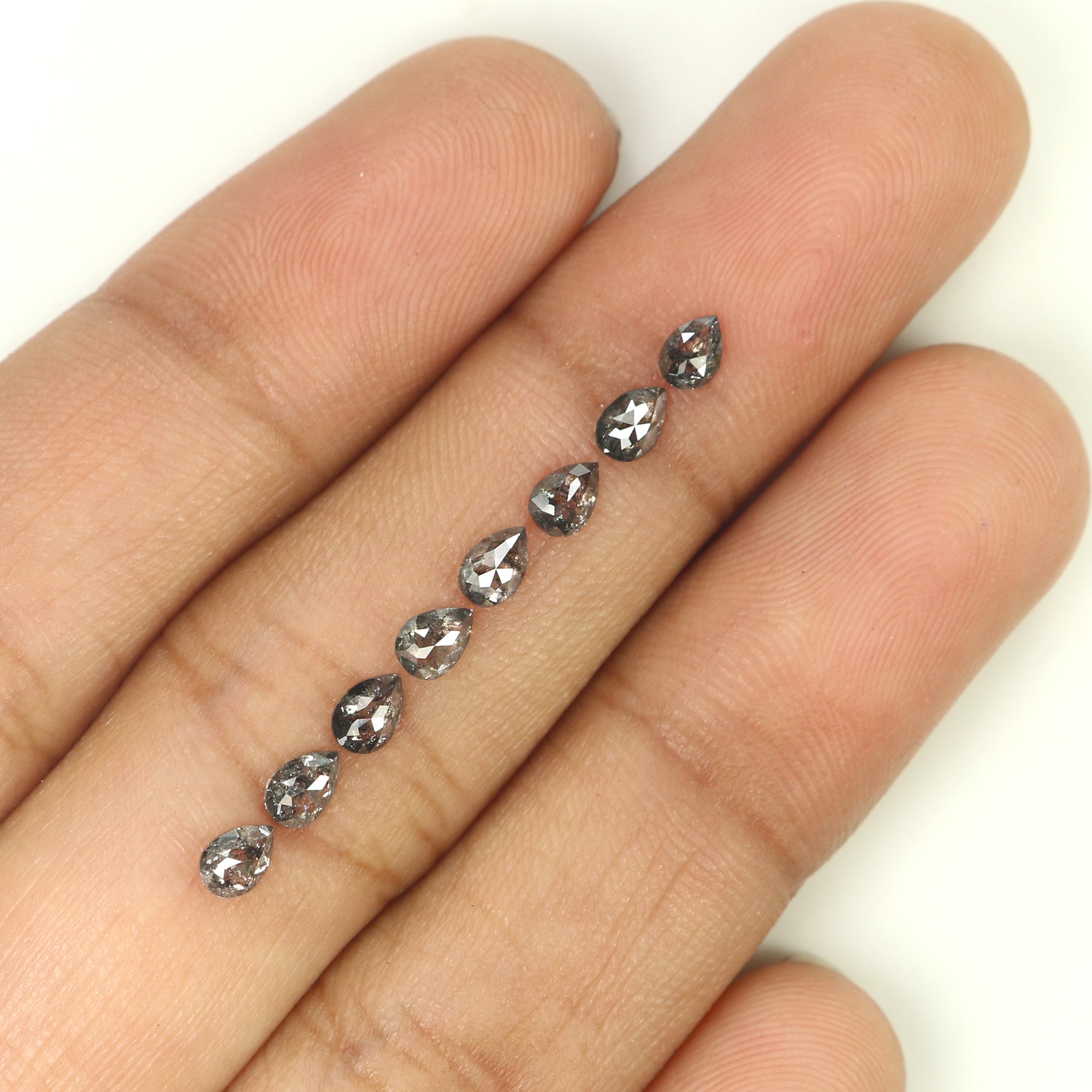 1.11 CT Natural Loose Pear Shape Diamond Salt And Pepper Pear Rose Cut Diamond 3.75 MM Black Grey Color Pear Shape Rose Cut Diamond QL1281