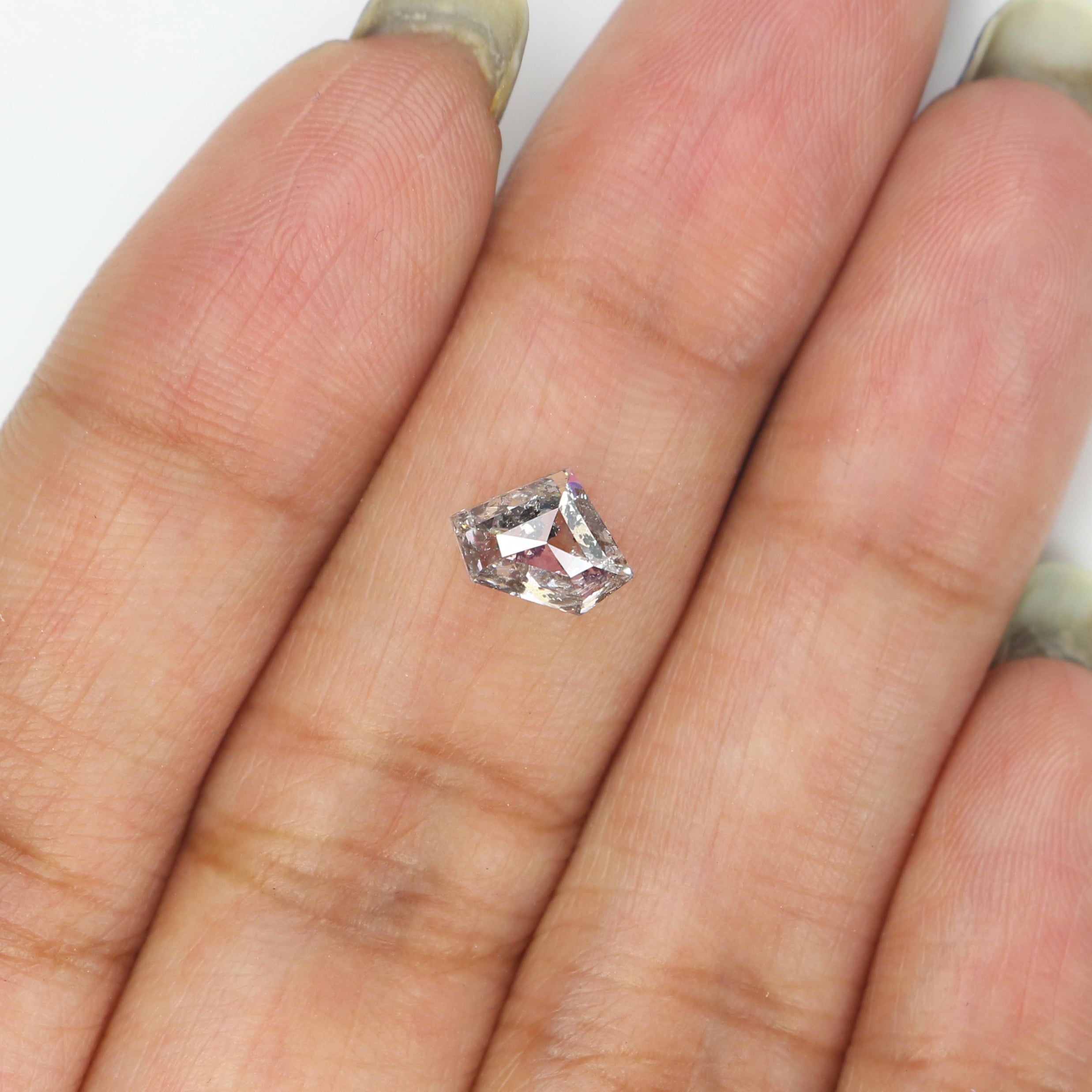 1.12 Ct Natural Loose Shield Shape Diamond Salt And Pepper Diamond 5.60 MM Natural Diamond Black Grey Color Shield Rose Cut Diamond QL2593