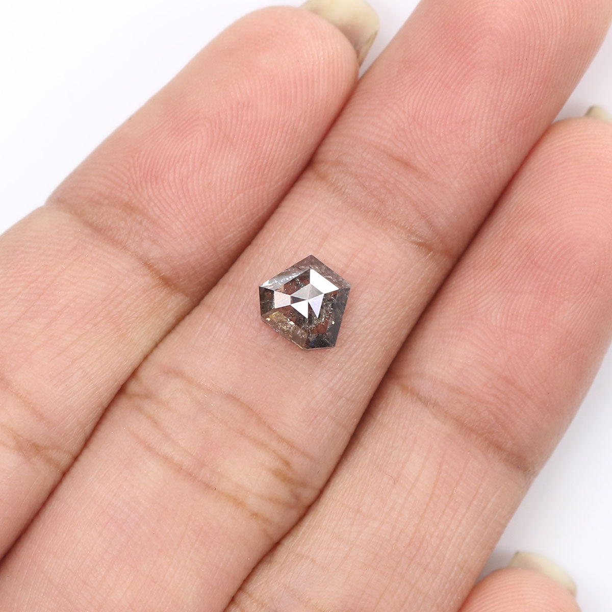 0.96 Ct Natural Loose Shield Shape Diamond Salt And Pepper Shield Cut Diamond 5.50 MM Natural Black Gray Shield Rose Cut Diamond LQ7587