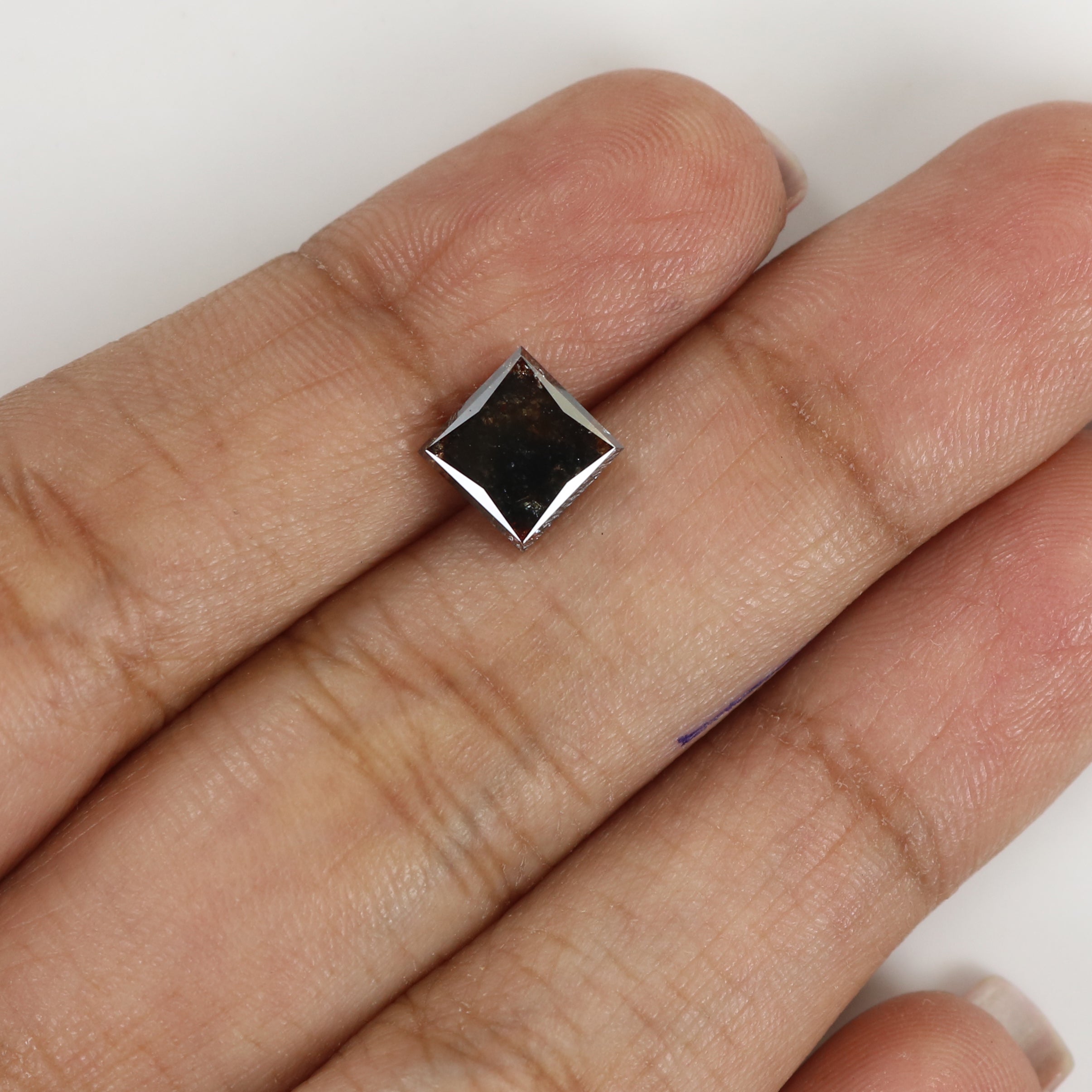 1.95 Ct Natural Loose Princess Shape Diamond Grey Brown Color Diamond 6.70 MM Natural Loose Diamond Princess Brilliant Cut Diamond LQ8720