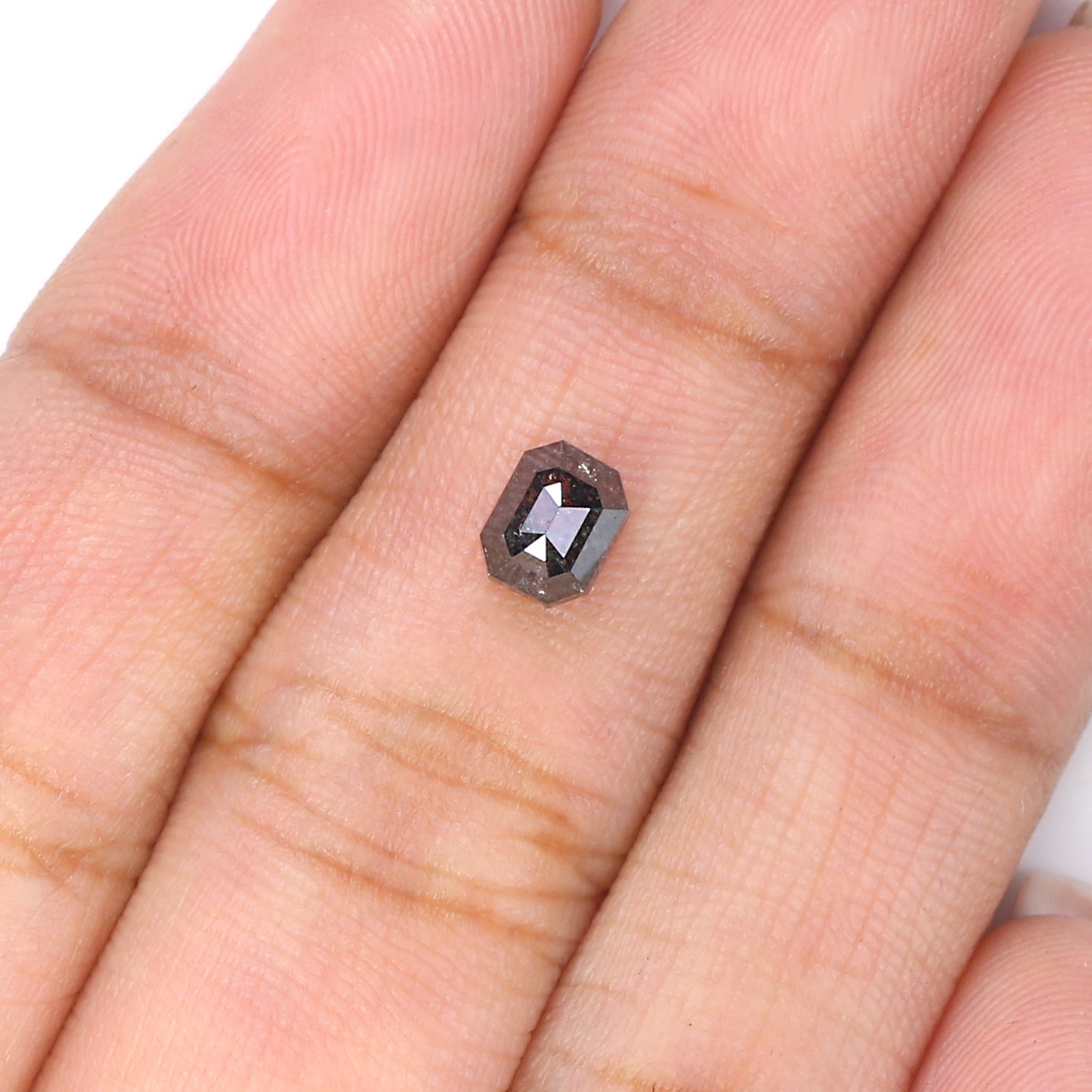 0.83 CT Natural Loose Emerald Shape Diamond Salt And Pepper Emerald Shape Diamond 5.20 MM Black Grey Color Emerald Rose Cut Diamond LQ7414
