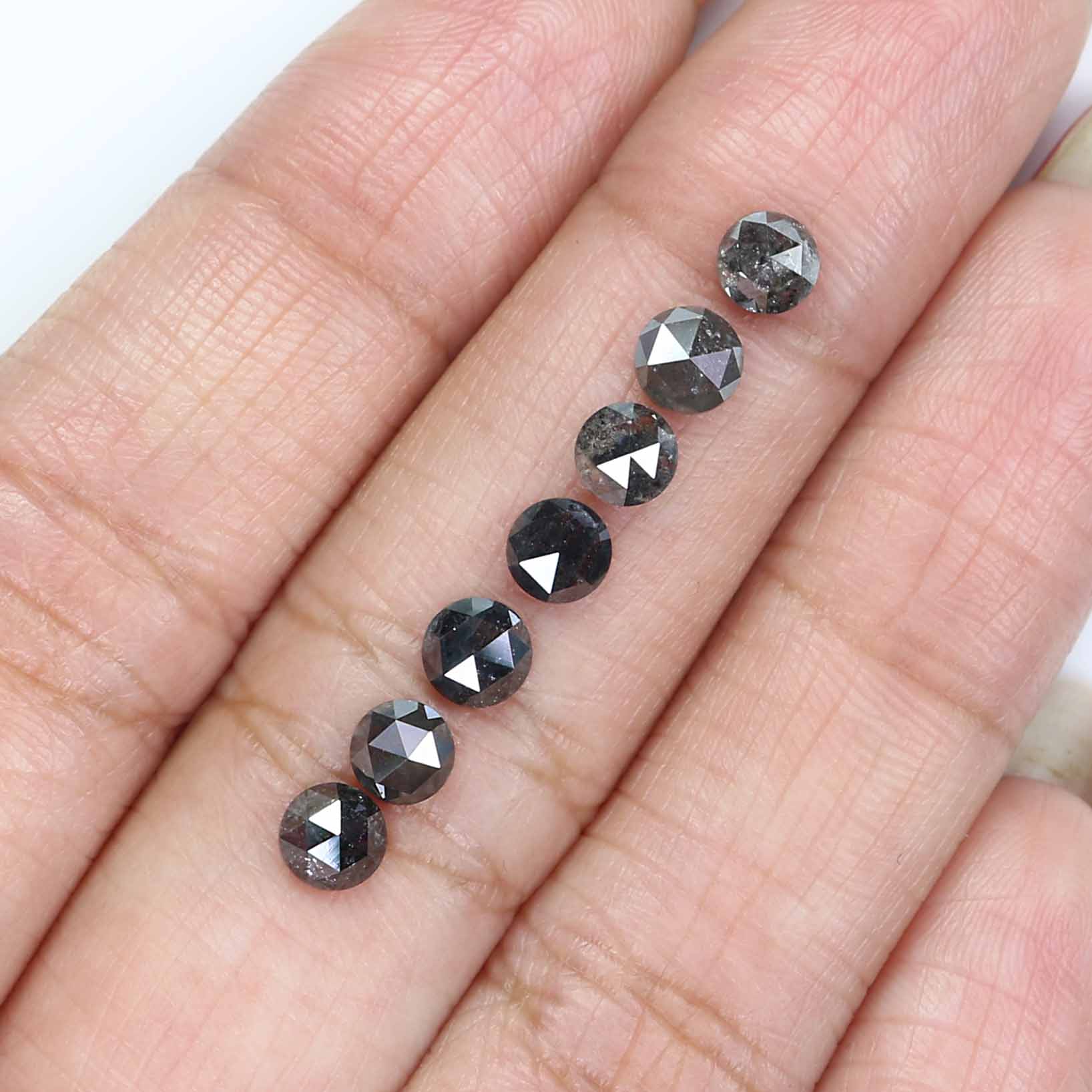 2.52 Ct Natural Loose Round Rose Cut Diamond Salt And Pepper Round Shape Diamond 4.20 MM Natural Black Grey Round Rose Cut Diamond LQ2377