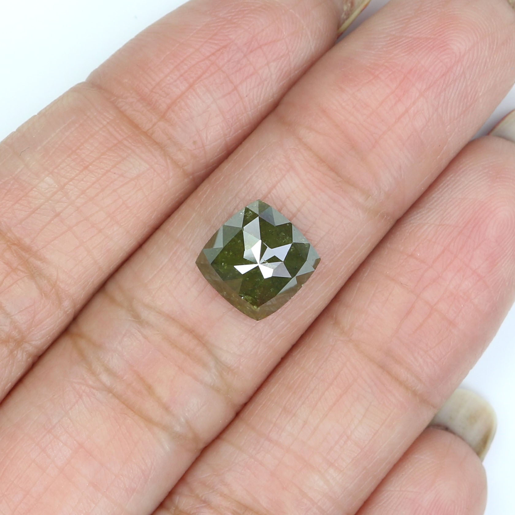 2.71 CT Natural Loose Square Shape Diamond Green Square Cut Diamond 8.35 MM Natural Loose Green Color Diamond Square Rose Cut Diamond QL2463