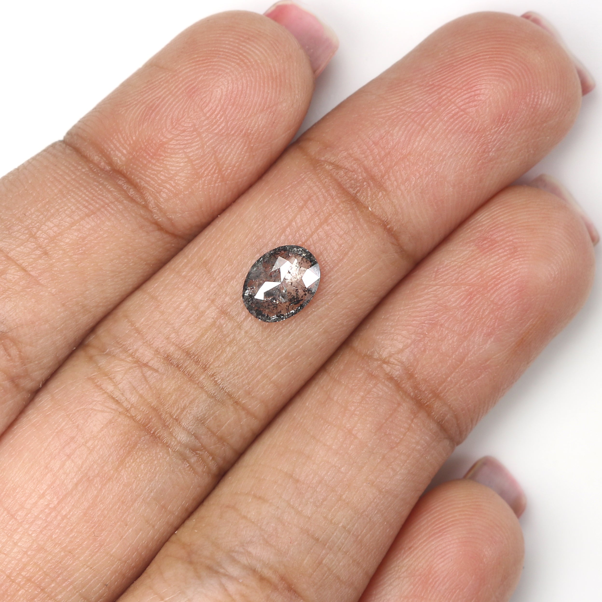 0.74 Ct Natural Loose Oval Shape Diamond Salt And Pepper Oval Diamond 7.00 MM Natural Diamond Black Grey Color Oval Rose Cut Diamond QL1521