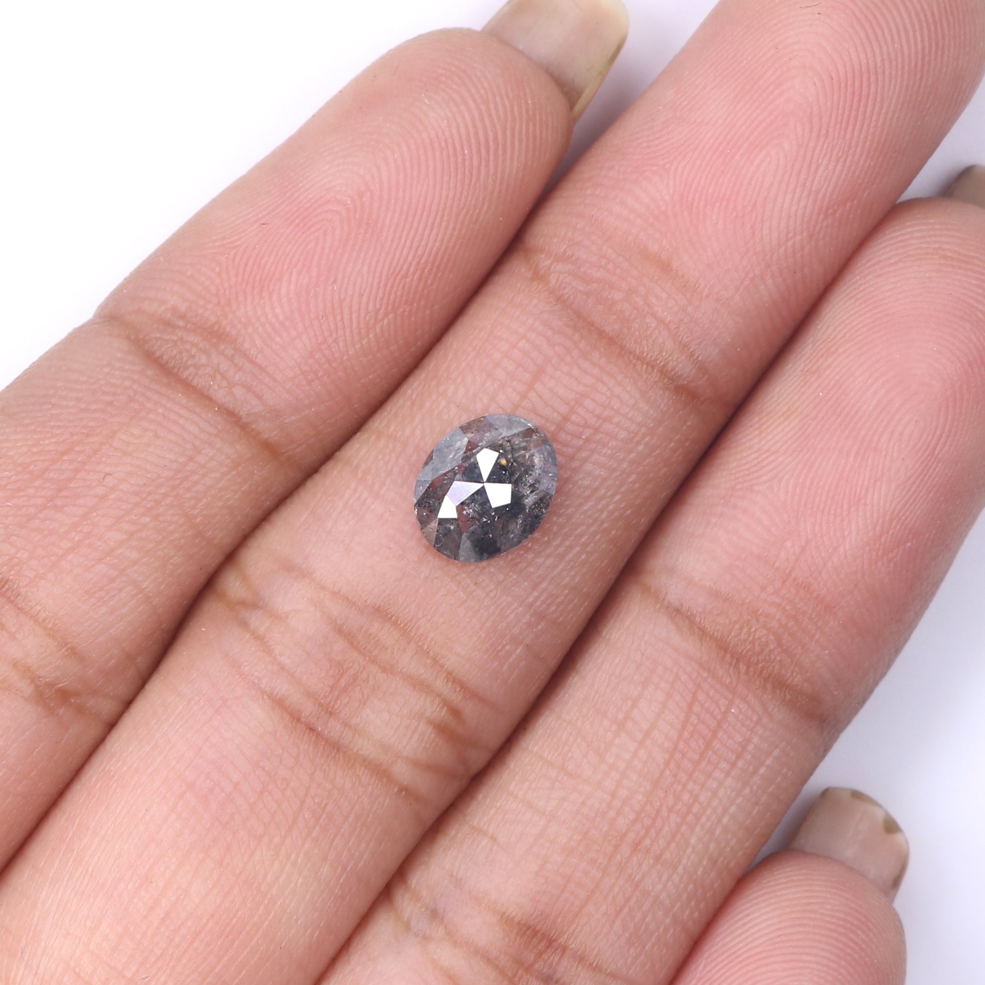 1.03 CT Natural Loose Oval Shape Diamond Salt And Pepper Oval Diamond 7.30 MM Natural Diamond Black Grey Color Oval Rose Cut Diamond LQ2208