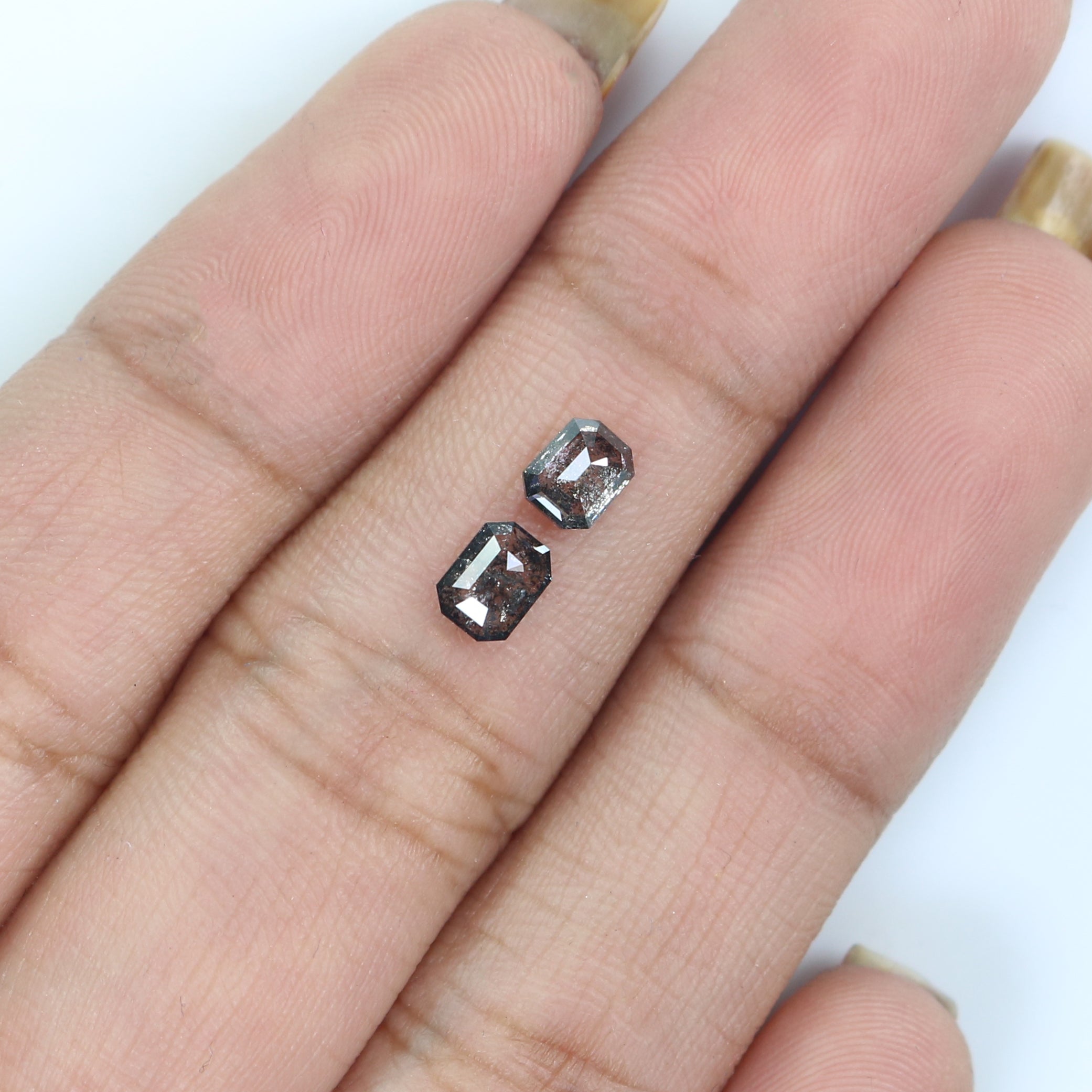 0.65 CT Natural Loose Emerald Pair Diamond Black Grey Color Emerald Cut Diamond 4.45 MM Salt And Pepper Diamond Emerald Pair Diamond QL2544