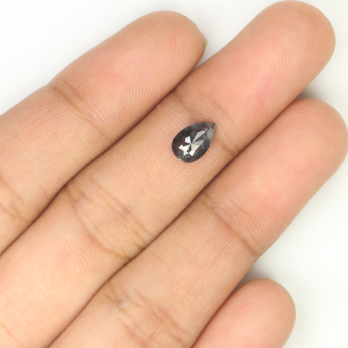 0.70 CT Natural Loose Pear Shape Diamond Salt And Pepper Pear Rose Cut Diamond 7.70 MM Natural Black Grey Color Pear Shape Diamond QL1229