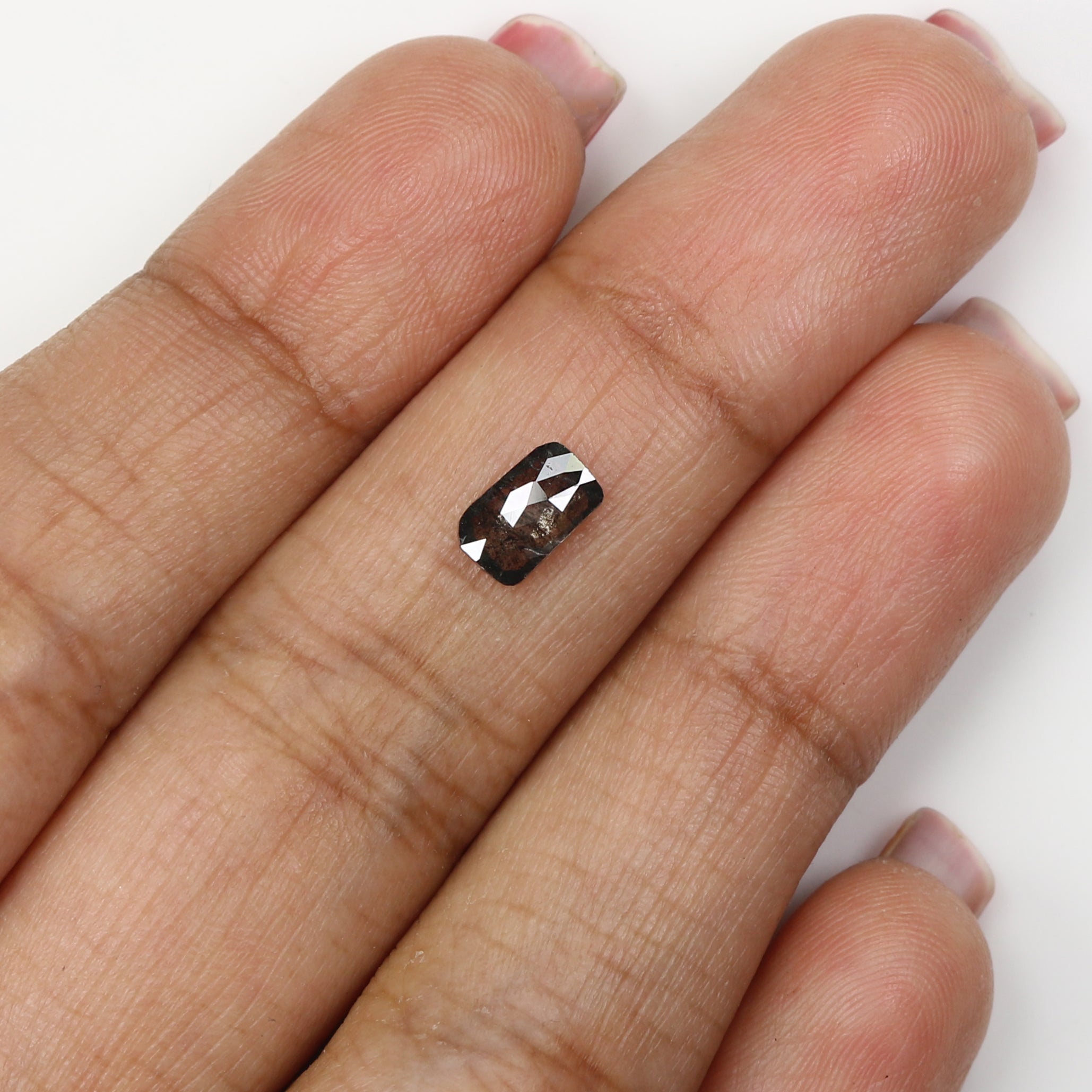 0.66 CT Natural Loose Emerald Shape Diamond Salt And Pepper Emerald Cut Diamond 6.95 MM Natural Black Grey Emerald Rose Cut Diamond KQ2430