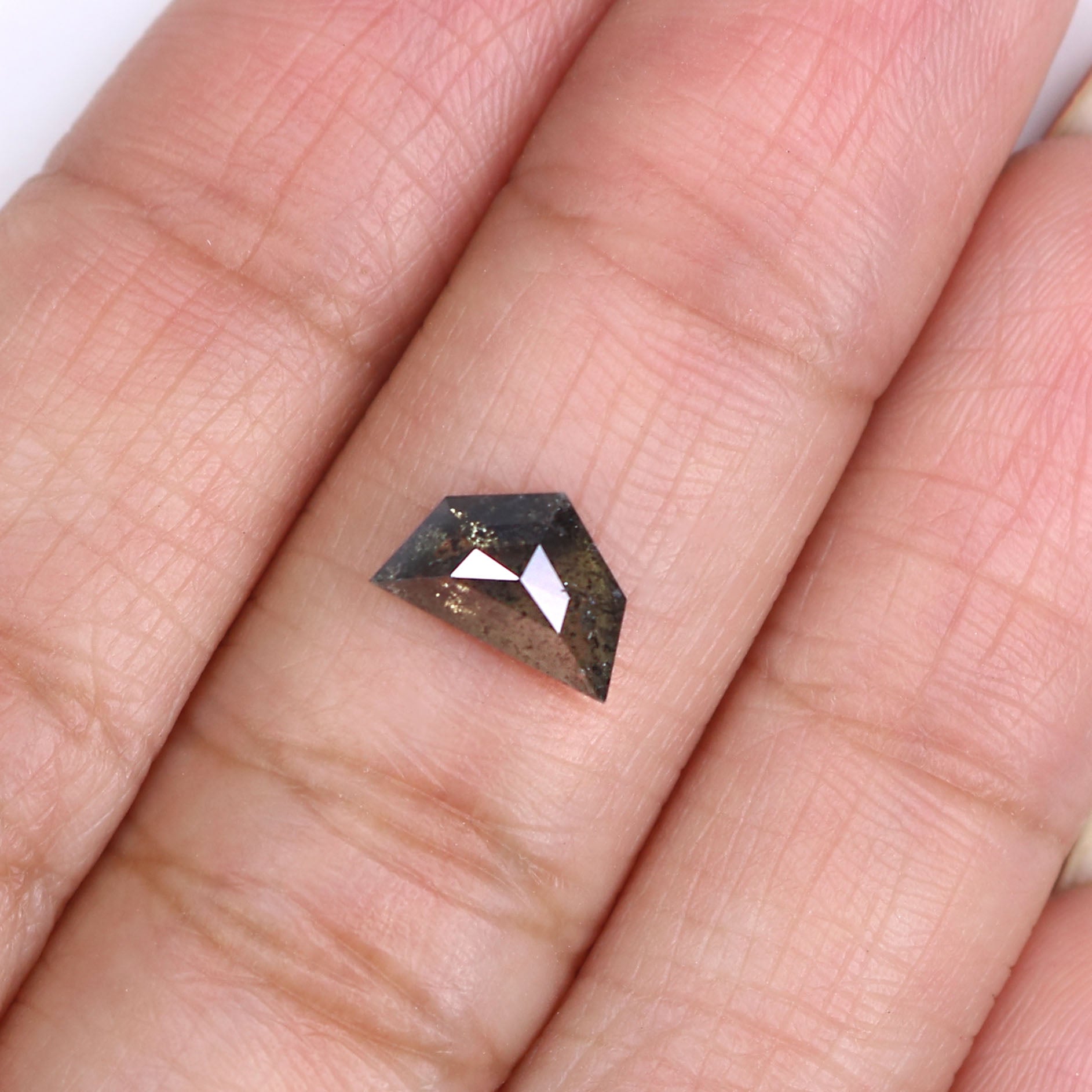 1.15 CT Natural Loose Antique Shape Diamond Salt And Pepper Antique Cut Diamond 5.45 MM Natural Black Grey Antique Rose Cut Diamond KQ2042
