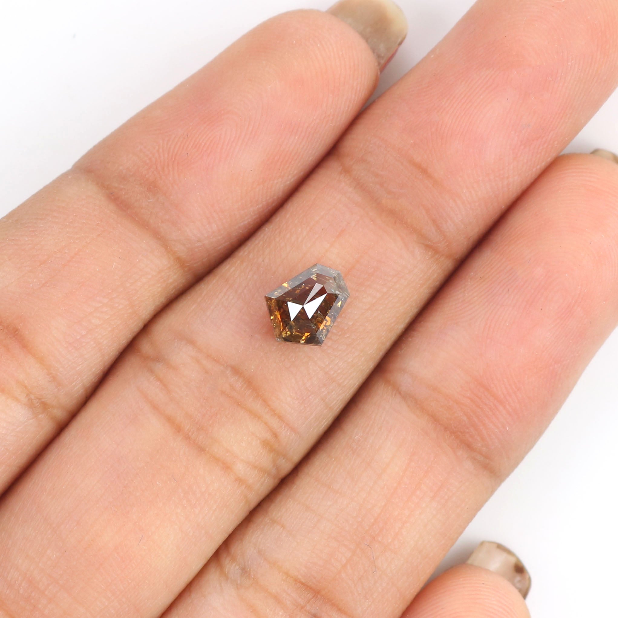 0.91 CT Natural Loose Shield Shape Diamond Brown Color Shield Cut Diamond 6.95 MM Natural Brown Color Diamond Shield Rose Cut Diamond LQ9584