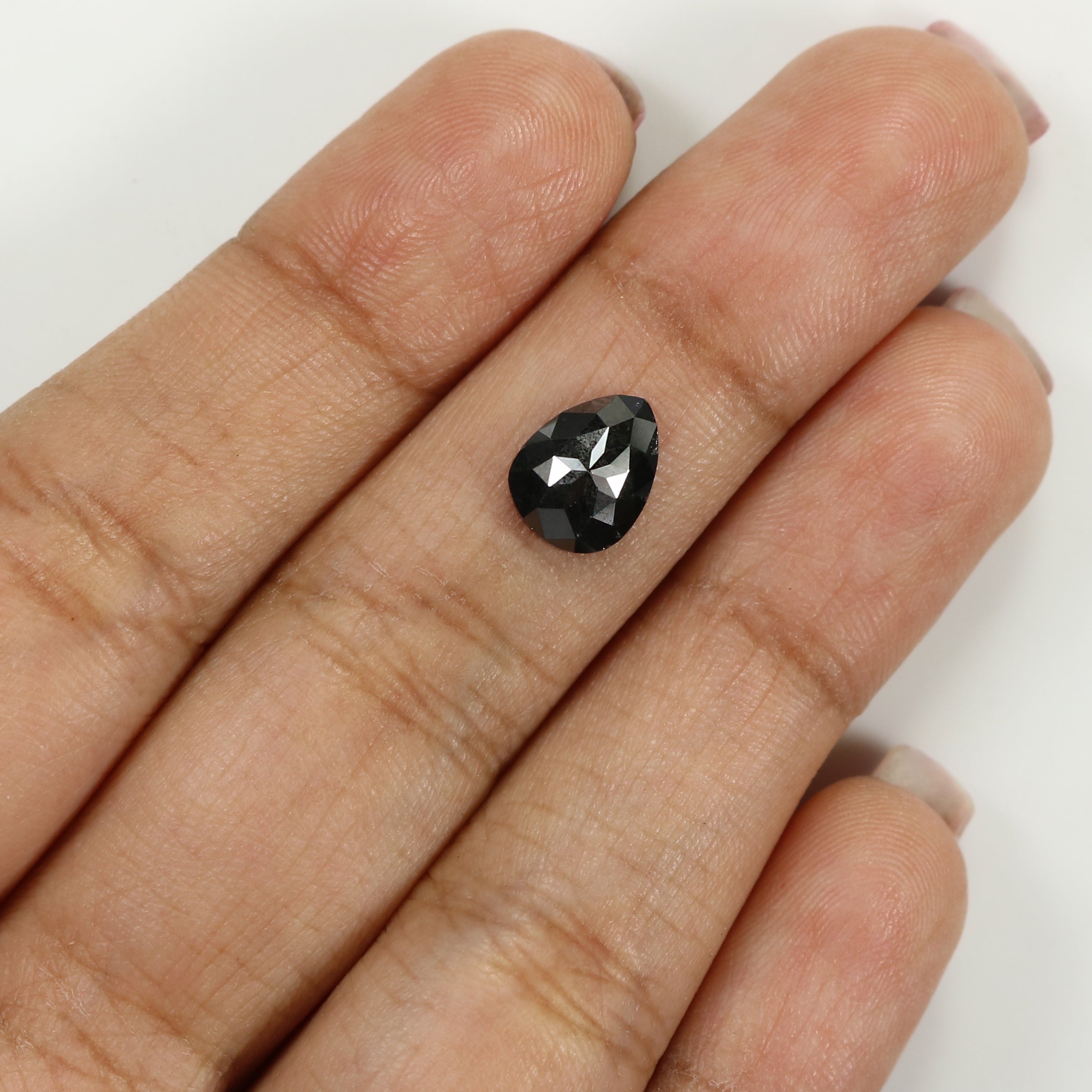 1.62 CT Natural Loose Pear Shape Diamond Black Color Pear Cut Diamond 9.20 MM Natural Loose Black Color Diamond Pear Rose Cut Diamond LQ8350