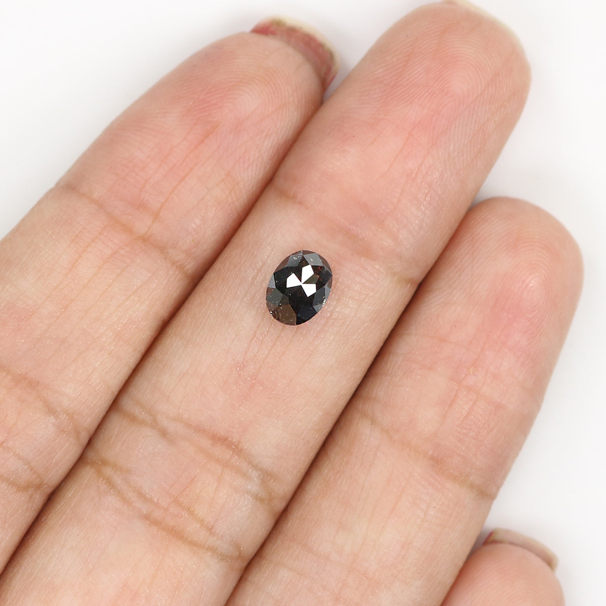 0.74 CT Natural Loose Oval Shape Diamond Salt And Pepper Oval Rose Cut Diamond 6.05 MM Black Grey Color Oval Shape Rose Cut Diamond QL1911