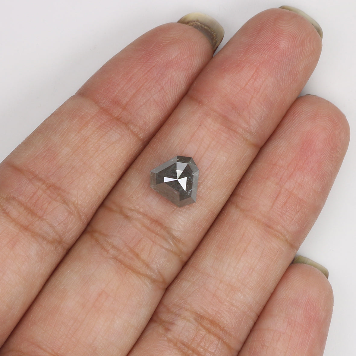 1.82 Ct Natural Loose Shield Shape Diamond Salt And Pepper Shield Cut Diamond 7.70 MM Natural Gray Color Shield Rose Cut Diamond KQ1311