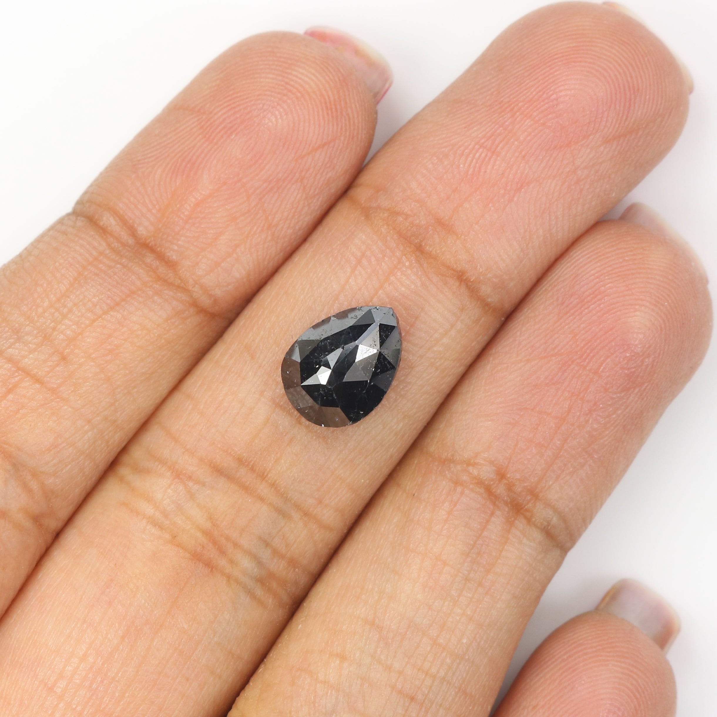 2.14 CT Natural Loose Pear Shape Diamond Black Color Pear Cut Diamond 9.25 MM Natural Loose Black Color Diamond Pear Rose Cut Diamond LQ1607
