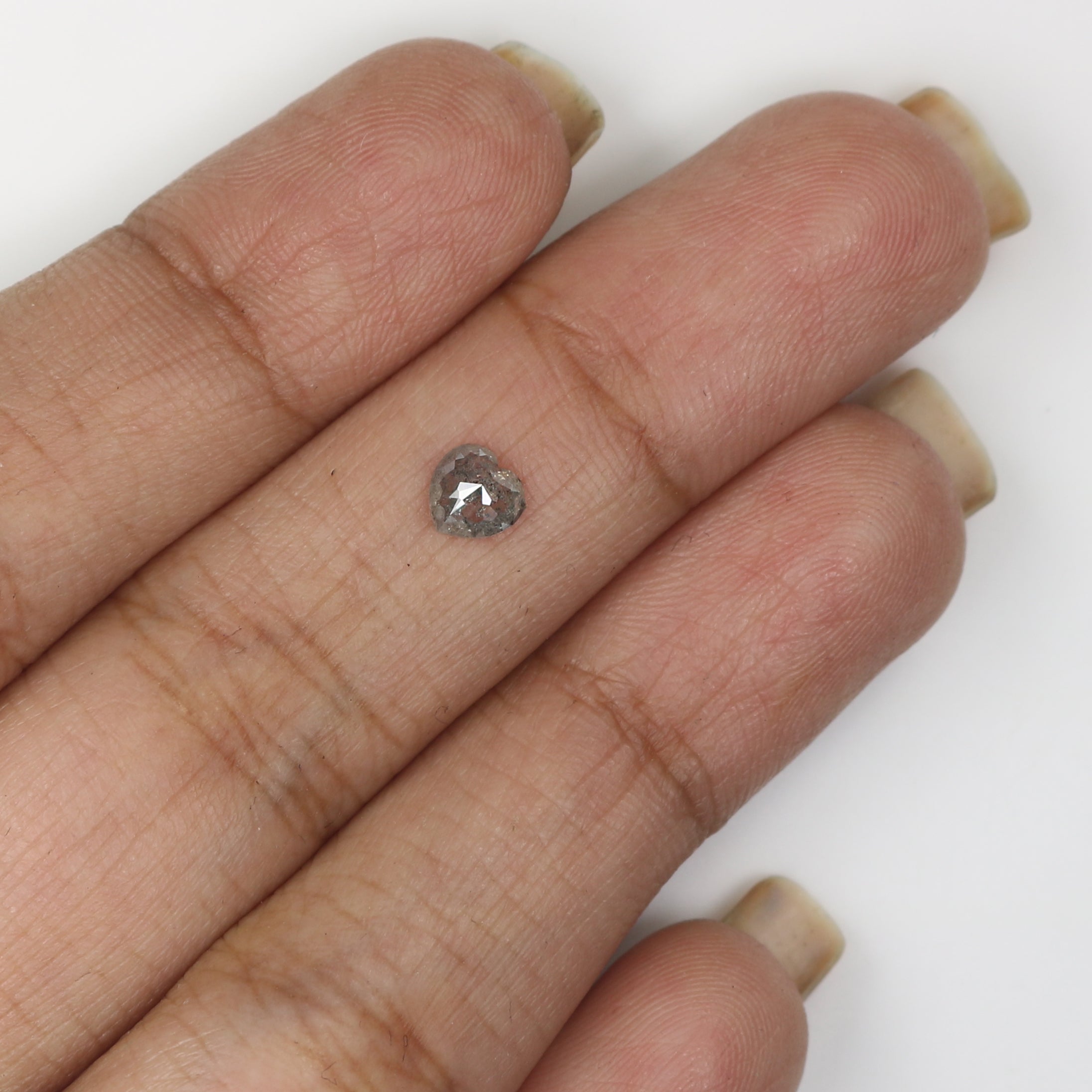 0.31 CT Natural Loose Heart Shape Diamond Salt And Pepper Heart Cut Diamond 4.65 MM Natural Black Grey Color Heart Rose Cut Diamond LQ1786