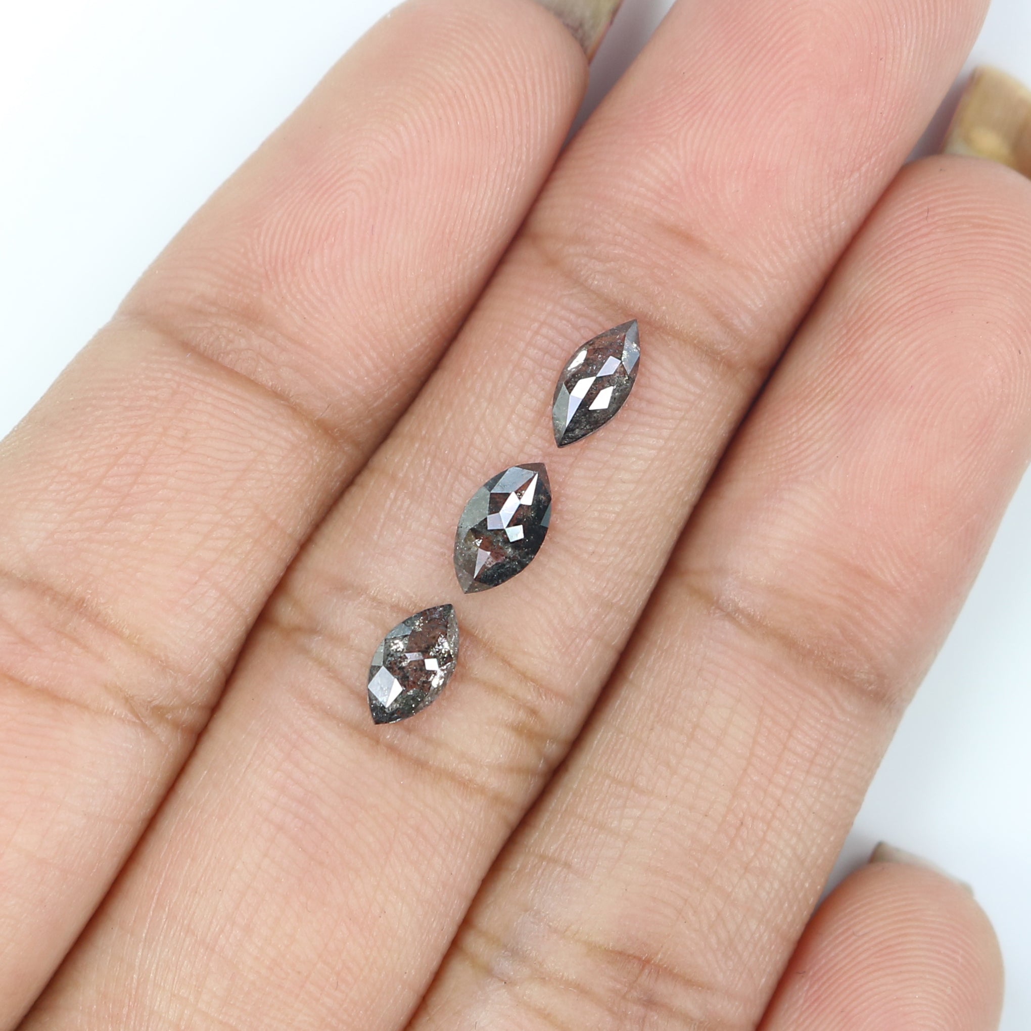 0.97 CT Natural Loose Marquise Shape Diamond Salt And Pepper Marquise Rose Cut Diamond 6.30 MM Black Grey Color Marquise Cut Diamond QL2559