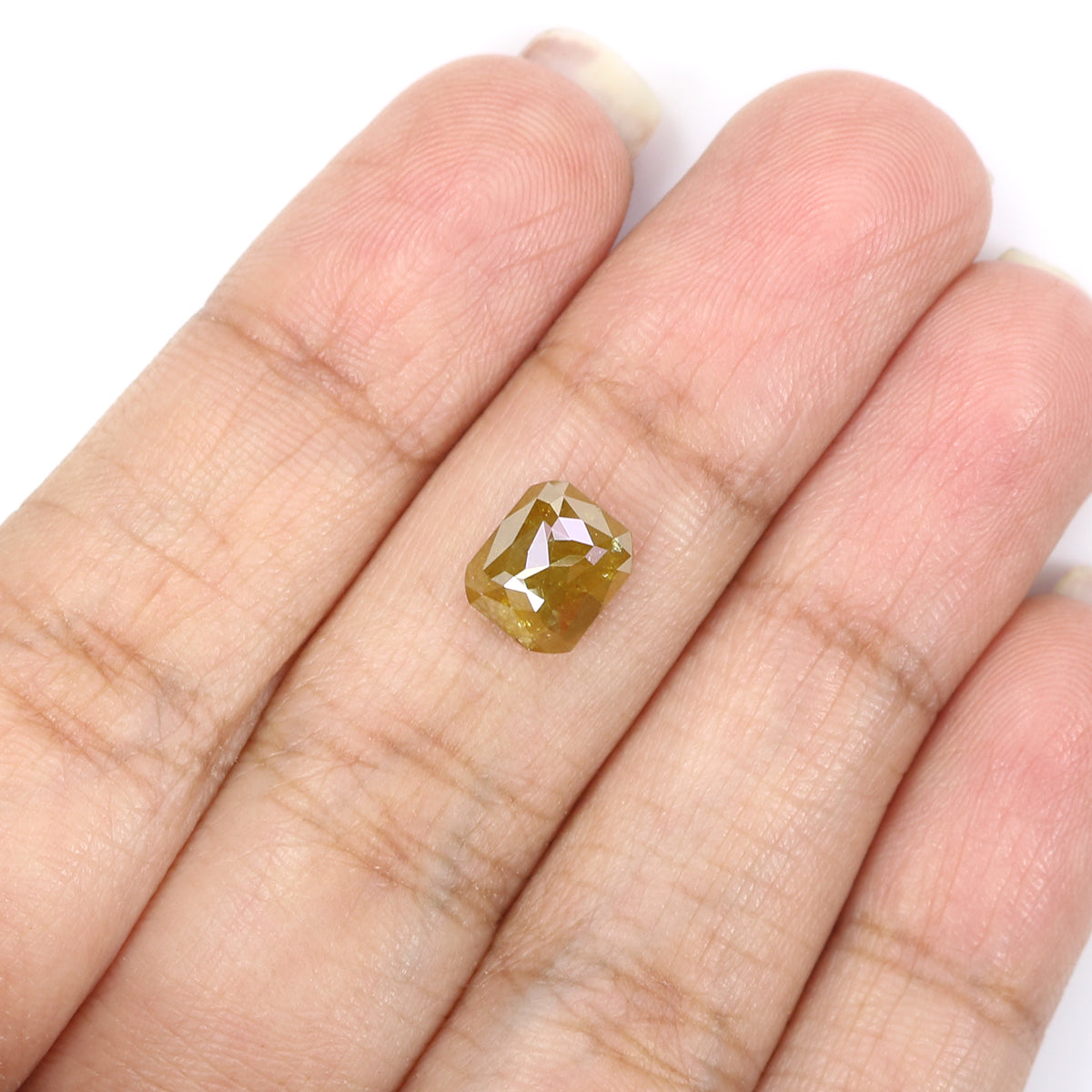 2.01 CT Natural Loose Emerald Shape Diamond Yellow Color Emerald Cut Diamond 7.75 MM Natural Yellow Color Emerald Rose Cut Diamond LQ9423