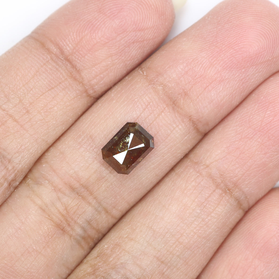 1.69 Ct Natural Loose Emerald Shape Diamond Brown Color Emerald Diamond 7.60 MM Natural Loose Brown Diamond Emerald Rose Cut Diamond LQ367
